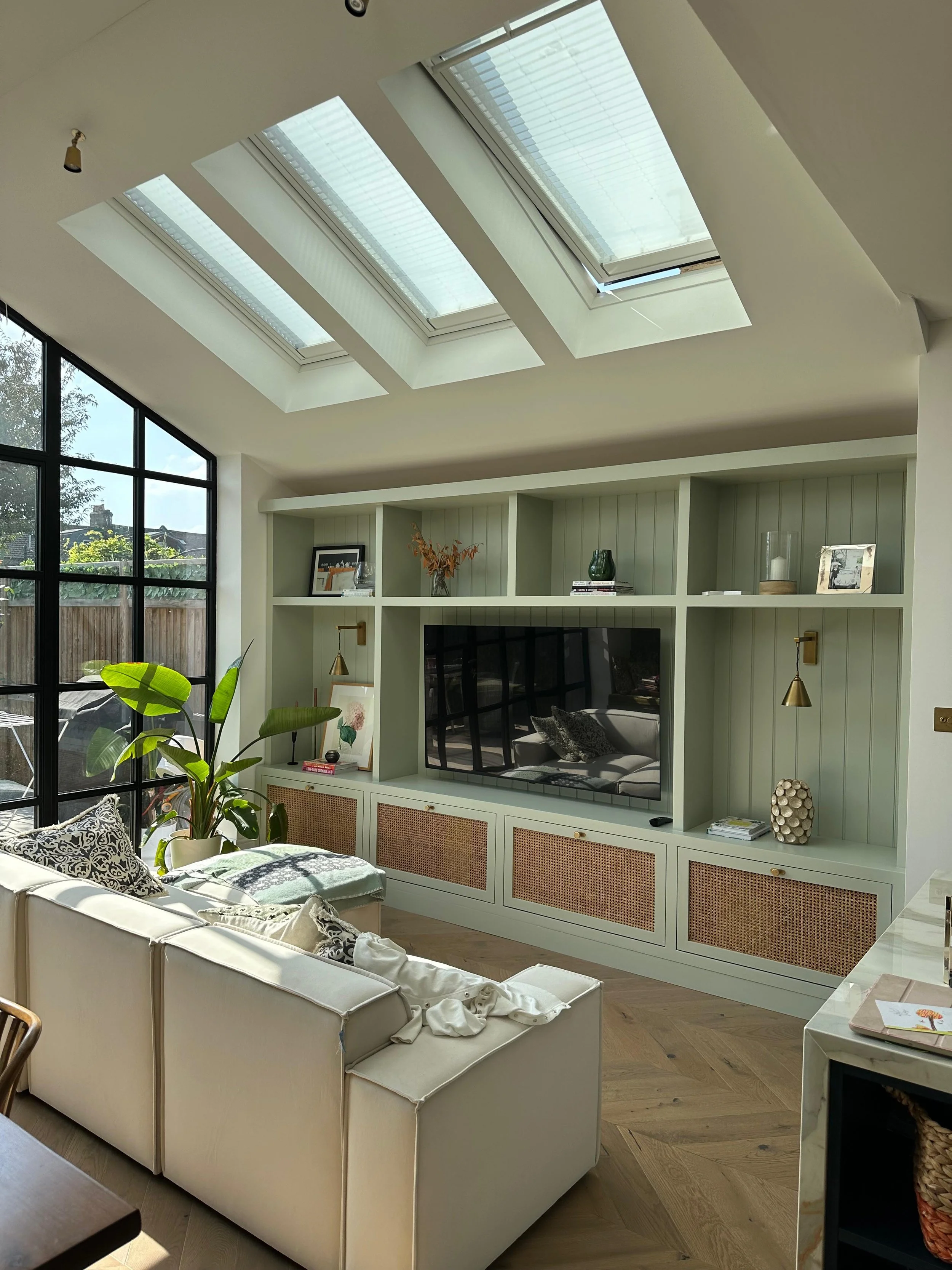 Rattan detail bookcase