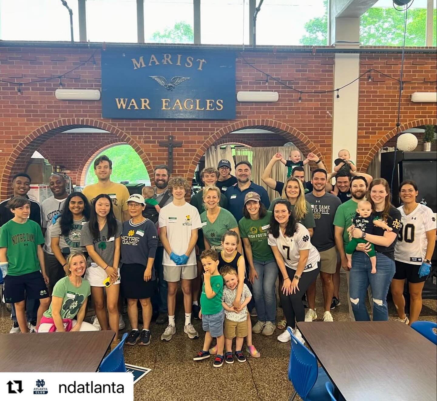 Clubs doing good! 💚 Thank you for including us in your day of service. 🙏

#Repost @ndatlanta
・・・
We were honored to join all 50 states and 29 countries participating in Notre Dame&rsquo;s 2nd annual Global Day of service. Today, we packed 500 lunch