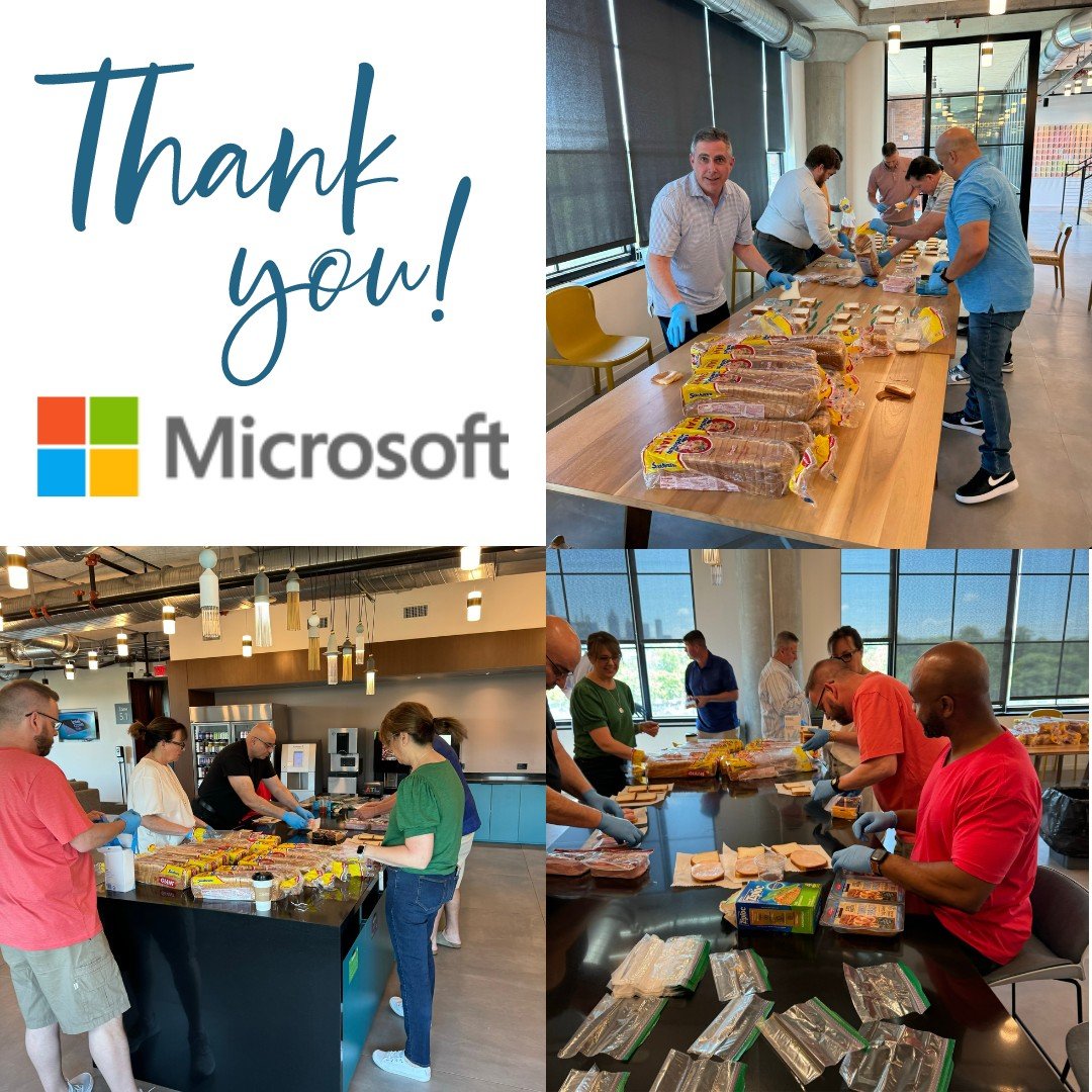 Companies making sandwiches help us distribute close to 8,000 sandwiches per week. THANK YOU, Microsoft!