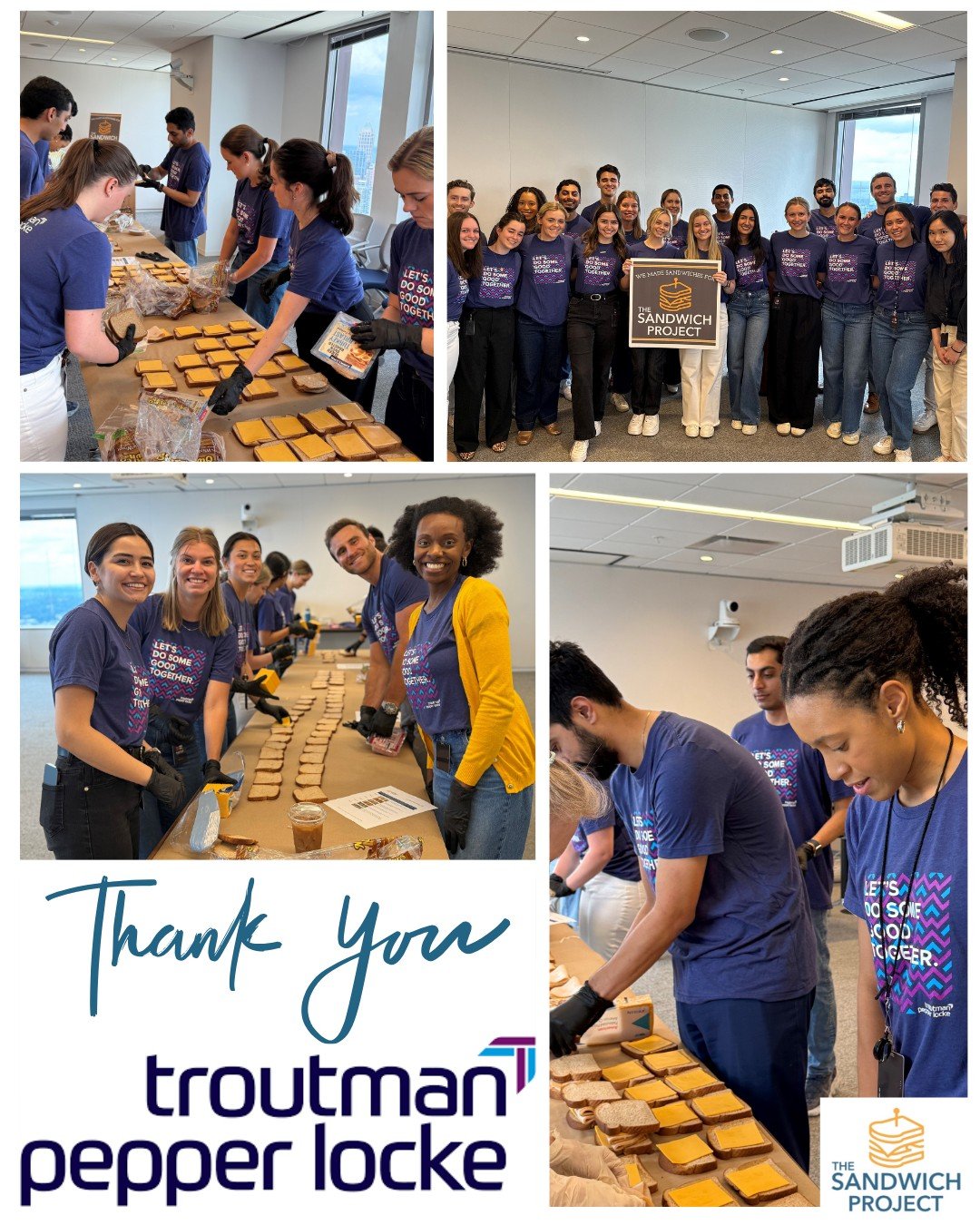 Thank you @troutmanpepperlockellp  for making sandwiches! We love to work with amazing groups giving back to their communities 💛