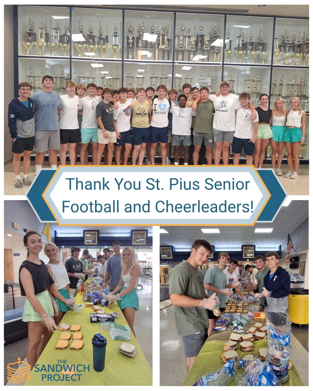 Thank you @spx_football  senior football players and @spxfootballcheer  senior cheerleaders for making sandwiches!