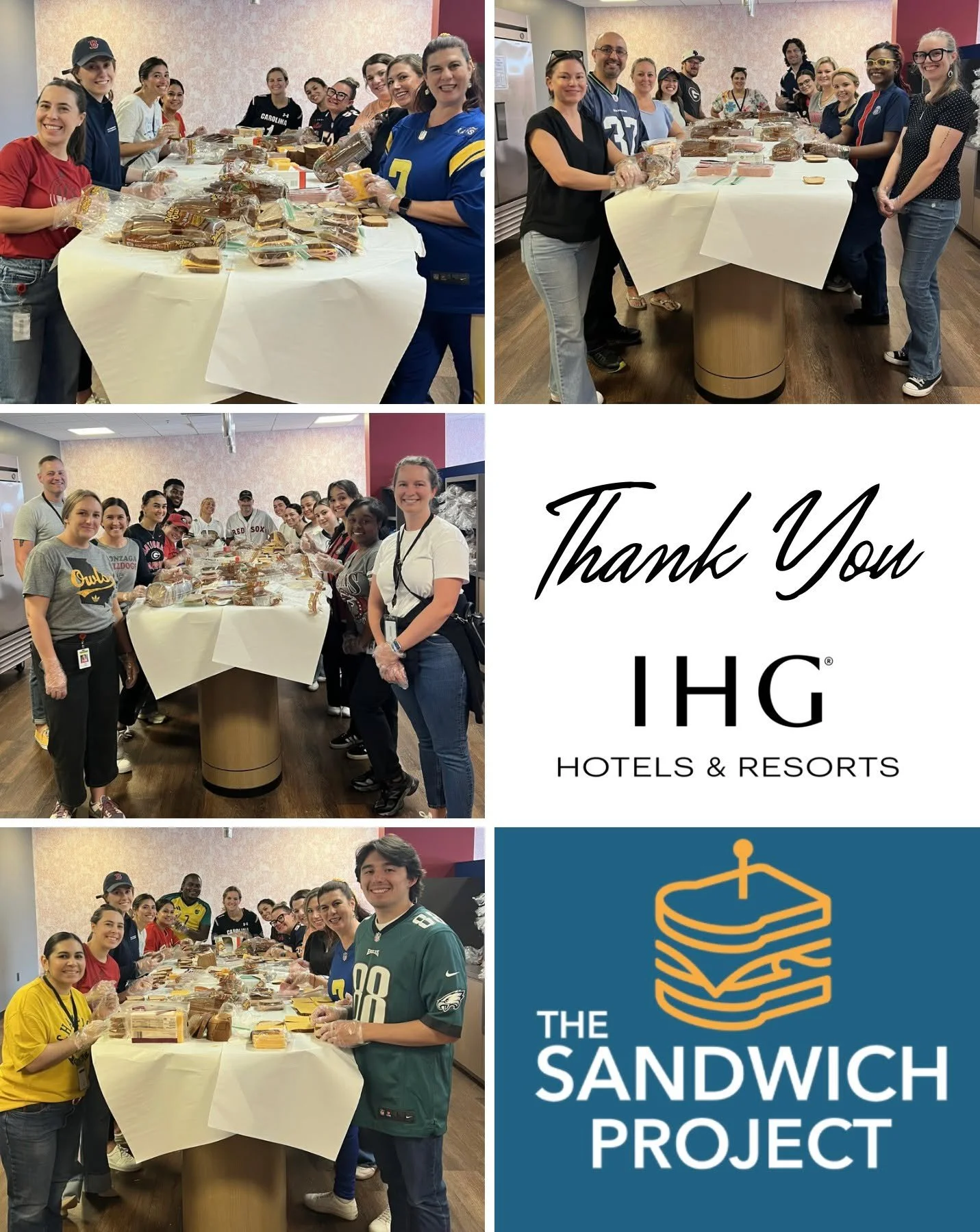 Thank you to @ihghotels  for making sandwiches with The Sandwich Project!
Your teamwork and generosity help us provide fresh meals to neighbors facing food insecurity, and we&rsquo;re so grateful for your support. 💛
#TheSandwichProject #IHGGivesBack