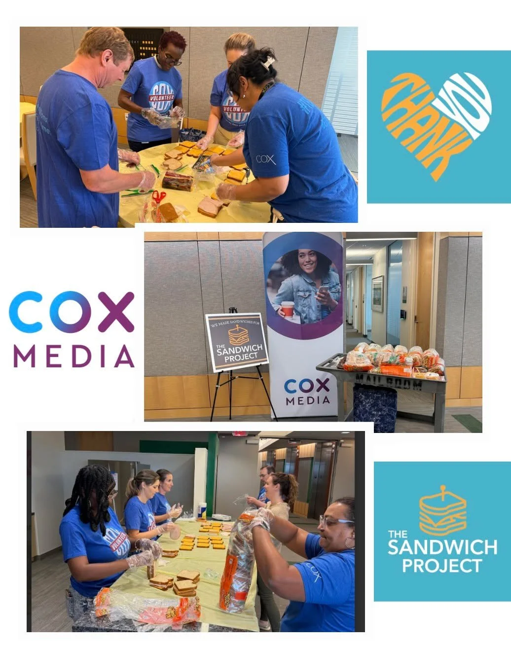 A big thank you to the amazing team at @cox_media  for making sandwiches for The Sandwich Project!
Your generosity and teamwork help us deliver fresh meals to neighbors across Atlanta and continue the fight against food insecurity. 💛
#TheSandwichPro