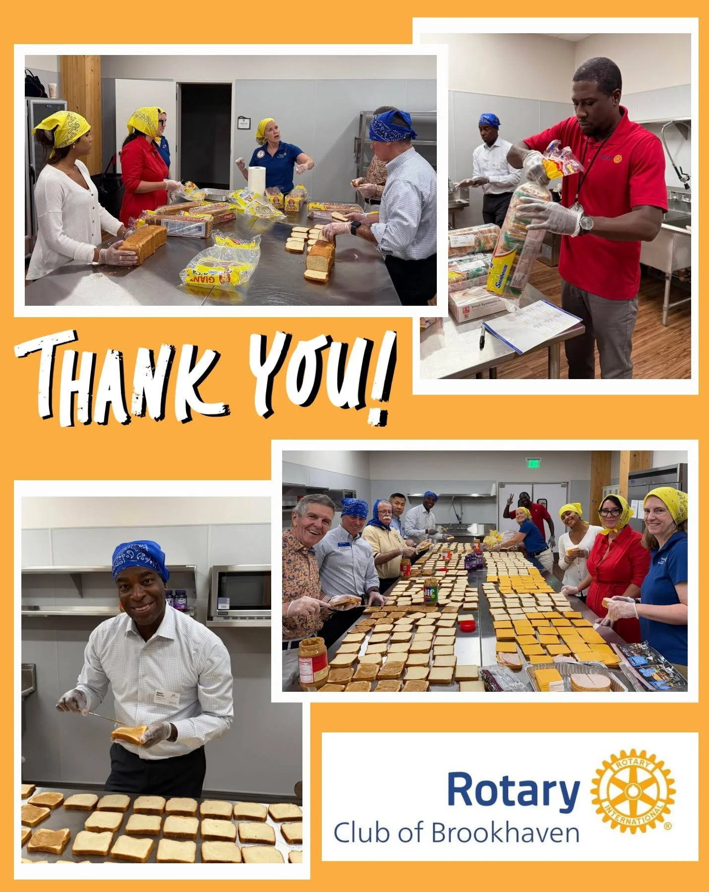 💛🥪 The @brookhavenrotary strikes again! @rotary
During a visit from Rotary District 6900 Governor, members rolled up their sleeves to prepare sandwiches for The Sandwich Project.
We love your enthusiasm, service, and &ldquo;People of Action&rdquo; 