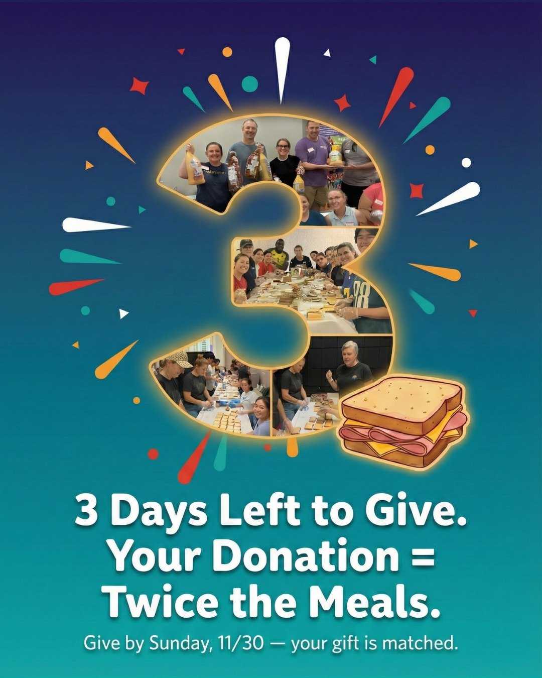 Only 3 days left to make your Giving Tuesday gift count twice.
Every donation in November is matched, which means twice the meals for neighbors across Metro Atlanta.

Together, we can show up for our community in a big way.
Donate today: Link in bio