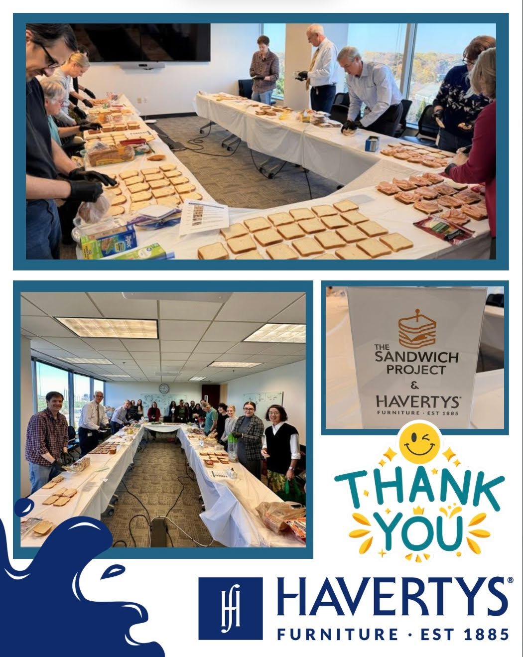 💛🥪 A huge thank you to @havertysfurniture for making sandwiches with The Sandwich Project! Your generosity and team spirit help us provide fresh meals to neighbors facing food insecurity. We&rsquo;re so grateful for your partnership and support! 🙌
