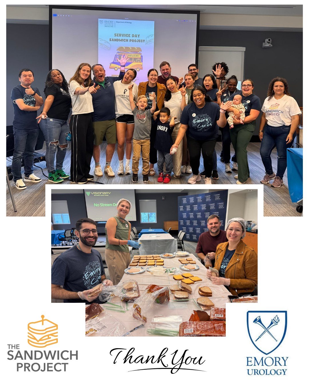 🥪💙 Earlier this fall, the Emory Urology Department came together to make 600 sandwiches for The Sandwich Project!
We&rsquo;re so grateful for your teamwork, generosity, and commitment to supporting neighbors facing food insecurity.
#TheSandwichProj