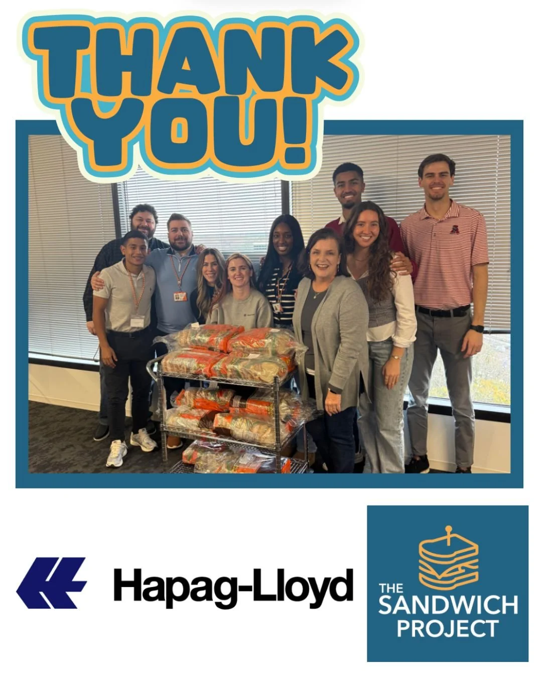 💛🥪 Thank you to Hapag-Lloyd AG!
We&rsquo;re so grateful for your support and for making sandwiches with The Sandwich Project. Your teamwork and generosity help us provide fresh meals to neighbors in need and strengthen our community. 🙌

@hapaglloy