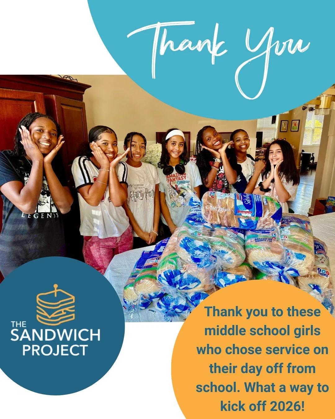 These middle school girls spent their day off giving back, making sandwiches and taking care of neighbors. What an incredible way to kick off 2026. Thank you for showing up. 💛

@qcmomma85