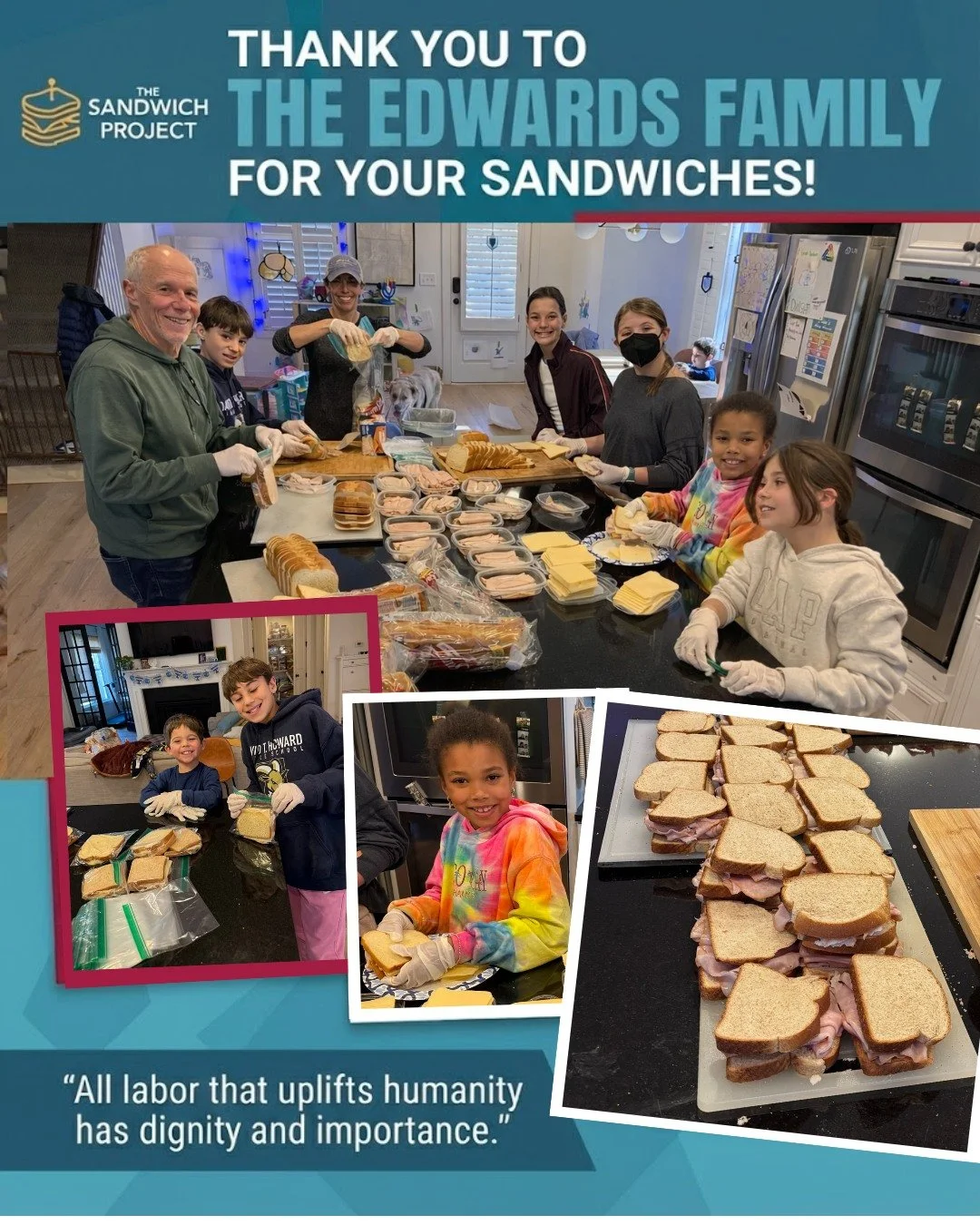 Thank you to the Edwards family and friends for dropping off 195 sandwiches at the Briarcliff Beach Club MLK Day event. Your generosity makes a real difference for our neighbors. 💛🥪