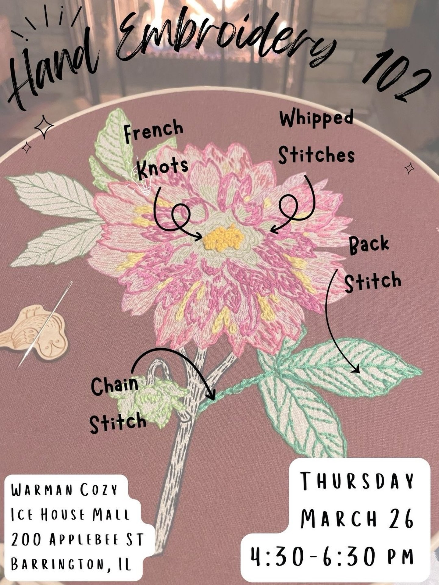 If you&rsquo;ve tried embroidery before and you&rsquo;re ready to make something special, don&rsquo;t miss this next hand embroidery class! 

Each student will get an entire panel of this linen fabric designed by Anna Maria. Each panel has 6 unique d