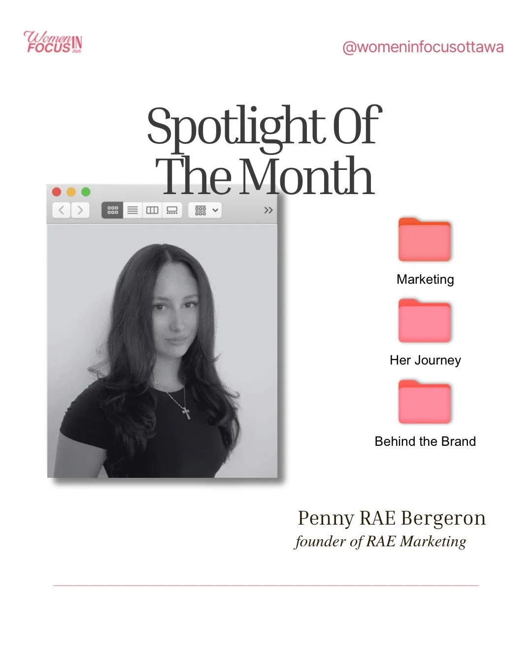 Meet our December Women in Focus spotlight ✨
Penny RAE Bergeron, founder of RAE Marketing &mdash; a creative agency helping brands elevate their digital presence through social media, videography, photography, design, and more.
Penny is also the tale