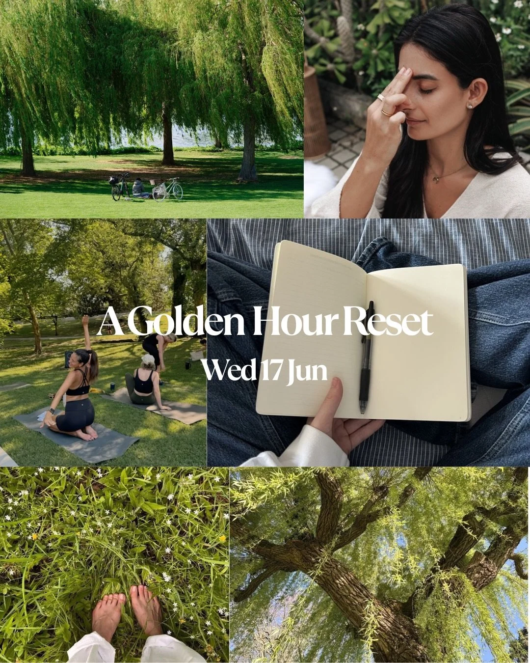 Golden Hour Reset ☀️🌿

What to bring:
&bull; A yoga mat or blanket
&bull; Water bottle

What to wear:
Flowy pants, comfortable shirts, or anything that makes you feel good and comfortable 🌼

And reminder: you absolutely do not need the perfect matc