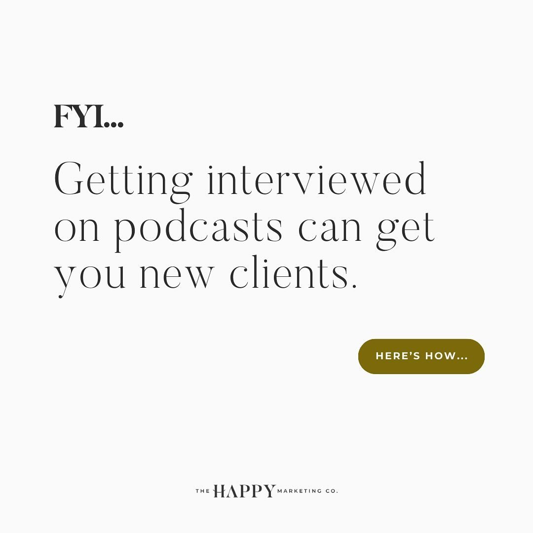 I landed 4 new clients in 30 days&hellip;

JUST by getting on a few podcast interviews recently 🥳

And here&rsquo;s the thing &mdash; it&rsquo;s totally free. PLUS, you&rsquo;re sharing information that you already know and are obsessed with.

Swipe