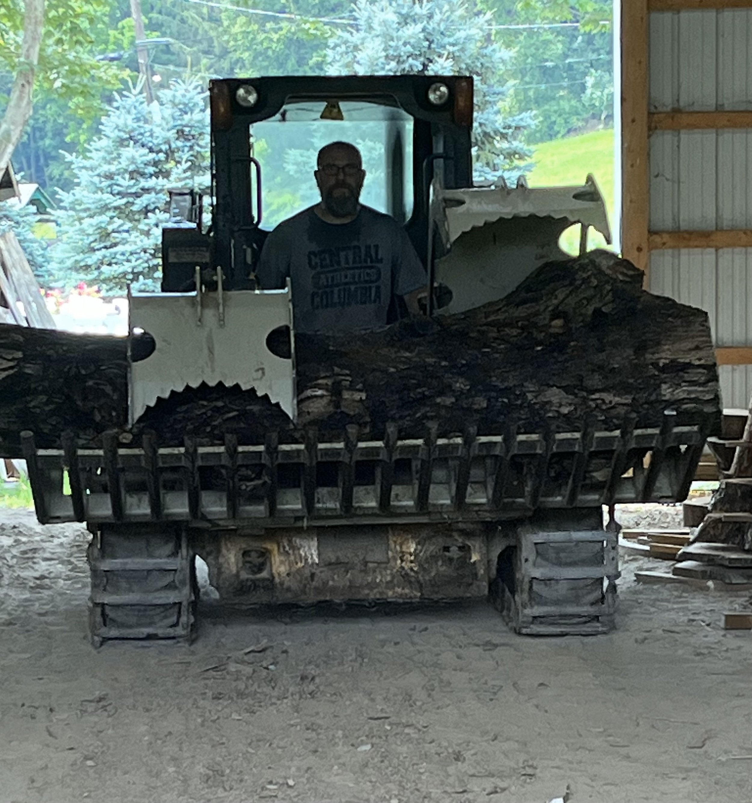 Carrying the log into the barn.jpeg