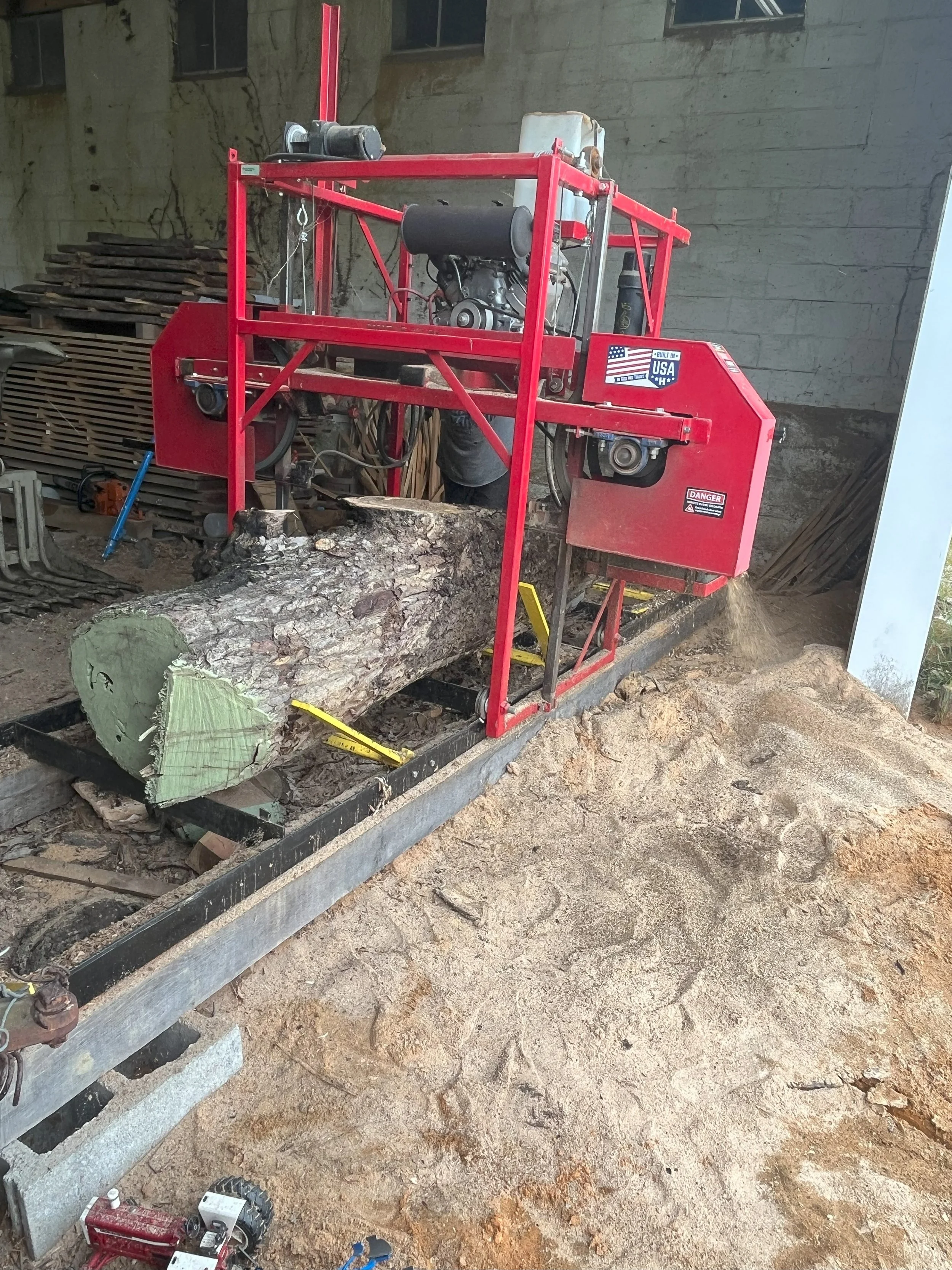 Cutting the butternut log on the mill.jpeg