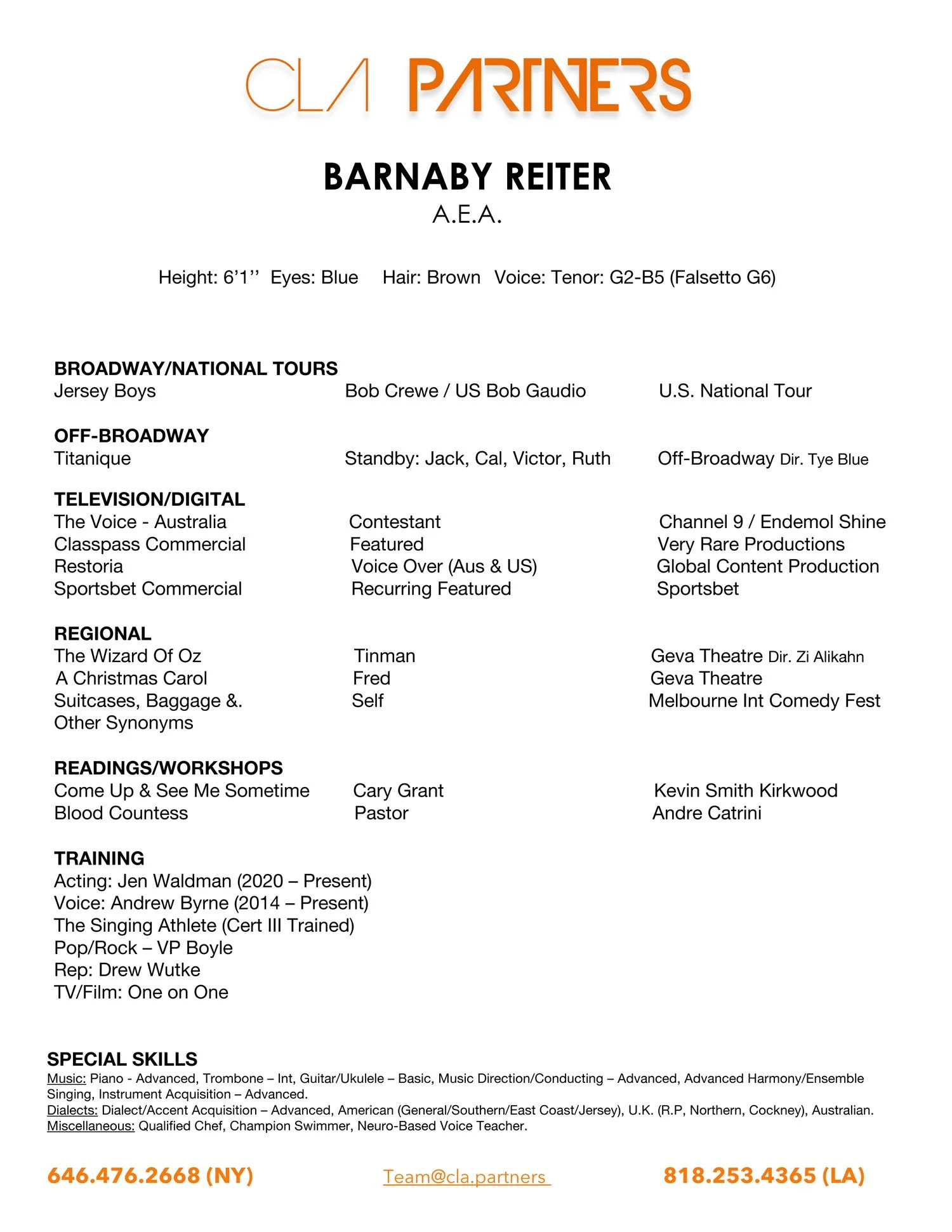 Barnaby Reiter Resume