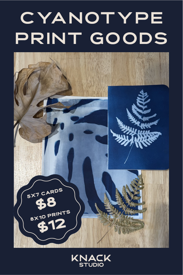 Botanical cyanotype print experience at Knack Studio in Savannah