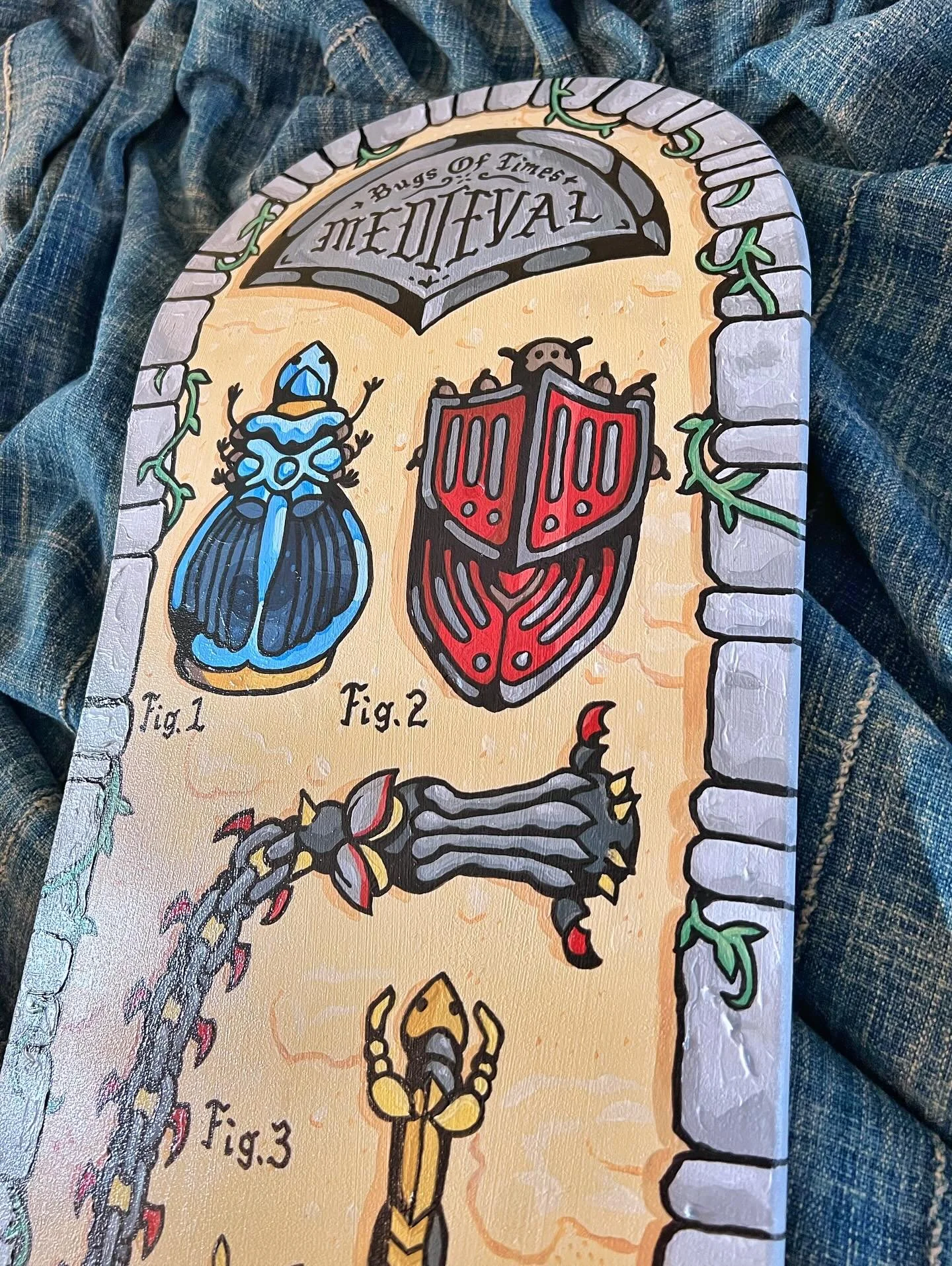 YE BUGS OF TIMES MEDIEVAL. Custom for @lowbrowclassic 

Somewhere out in the beautiful town of Grand Junction, Colorado, this board is gonna be at the Lowbrow Classic. It&rsquo;s ran by my good friends at @firststreettattooparlor and I am remiss that