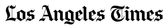 Logo of Los Angeles Times newspaper in black gothic font.