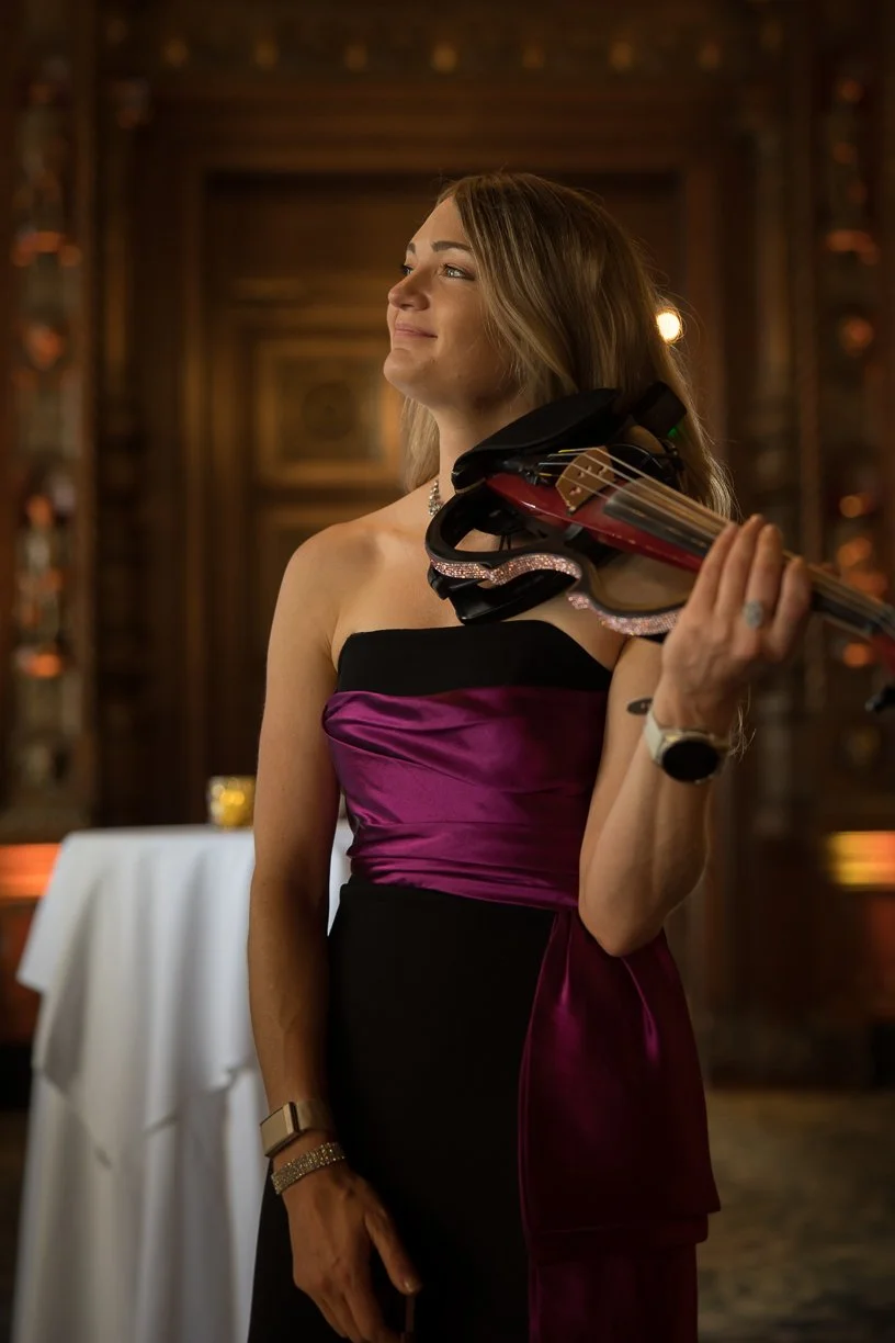 Electric Violinist Natalie Grace plays a cocktail hour at the Jonathan Club in Downtown Los Angeles