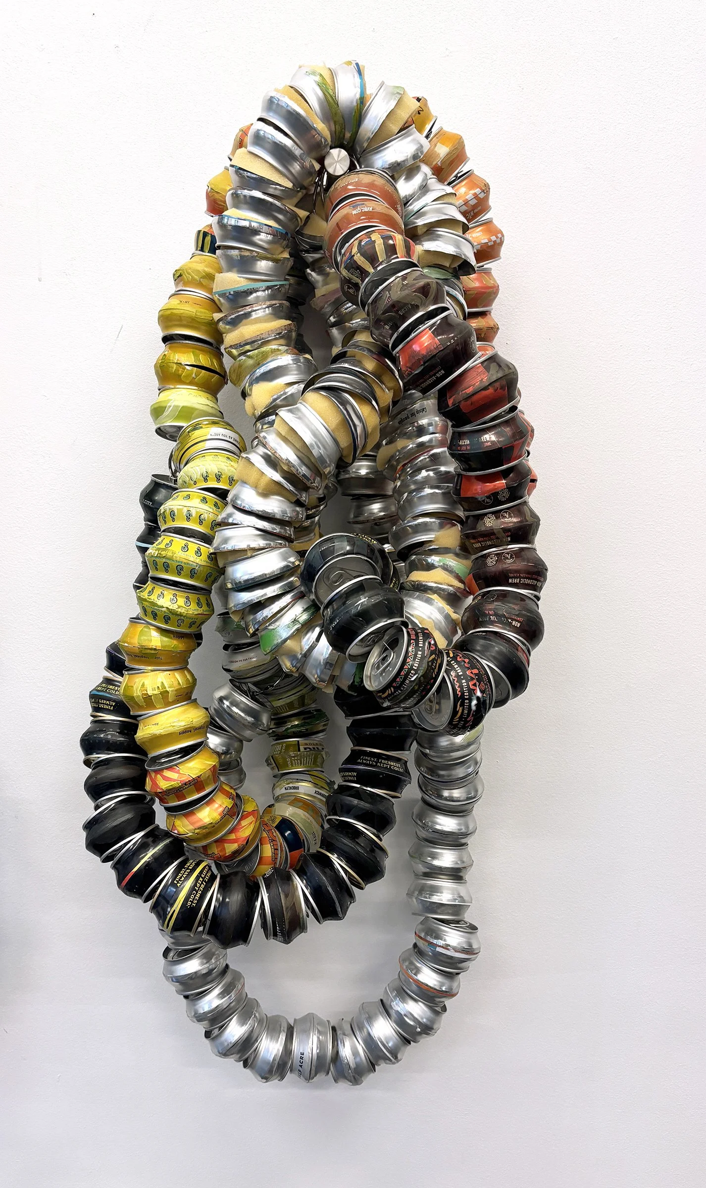 2025, acrylic on repurposed aluminum with foam, 38 h x 16 w x 13 d inches