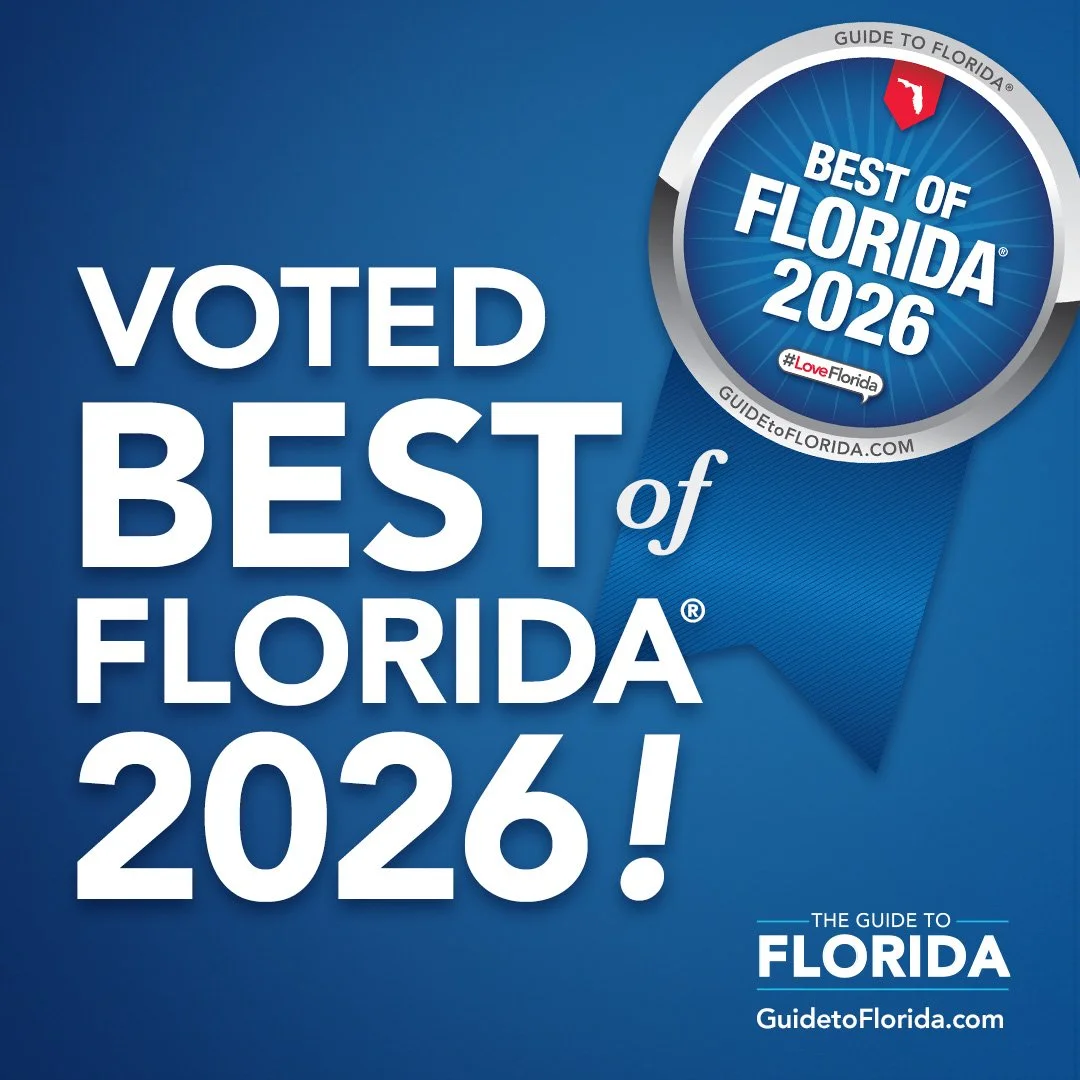 Blue promotional graphic with large white text that reads "VOTED BEST of FLORIDA 2026!" and a circular badge in the top right corner indicating "Best of Florida 2026." The badge has a small map icon of Florida and includes the website GuidetoFlorida.com at the bottom. Additional text at the top right says "Guide to Florida" and at the bottom right says "The guide to Florida GuidetoFlorida.com."