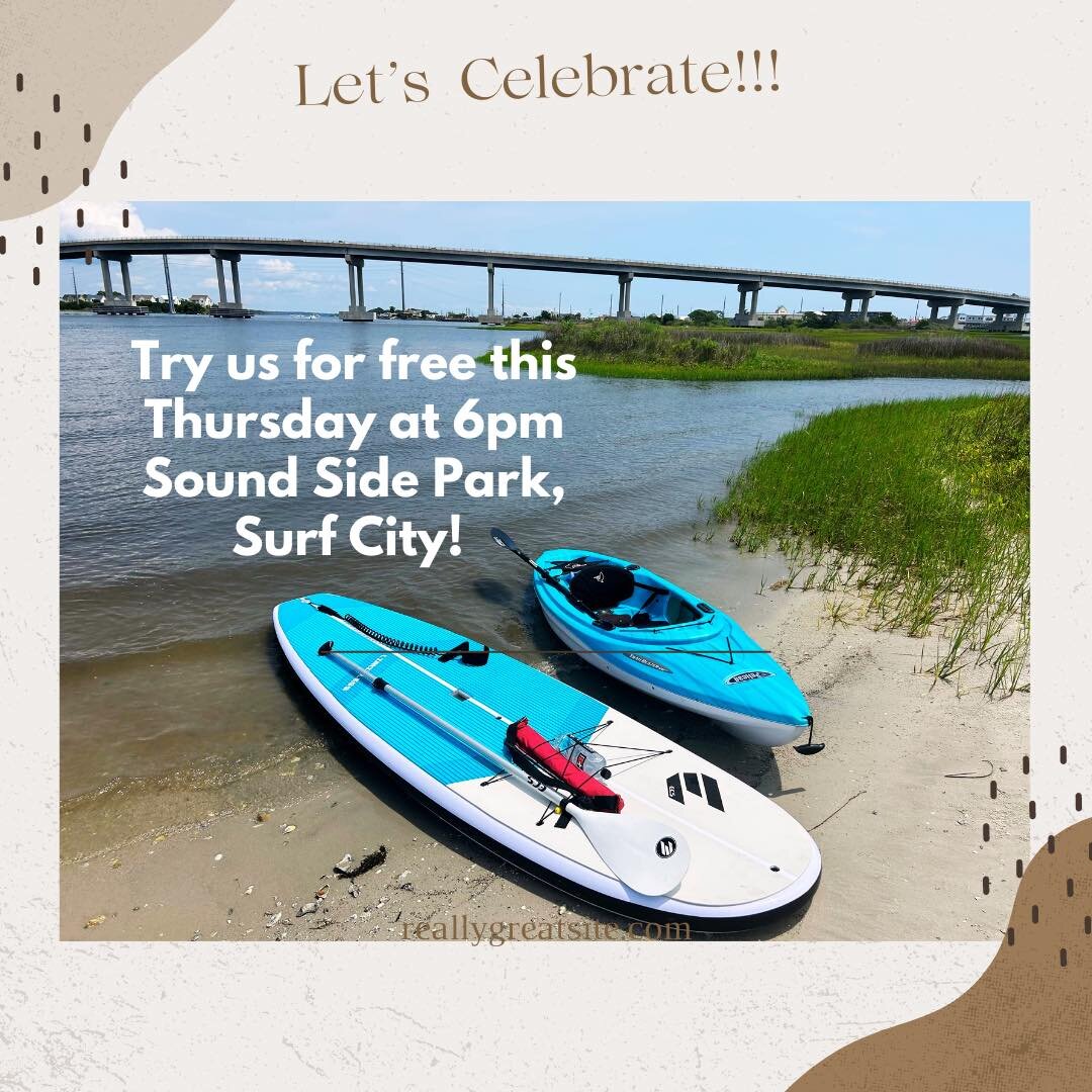 Join us this Thursday 7/27/23 at Sound Side Park shelter 4 for our celebration with Greater Topsail Area Chamber of Commerce! Free use of kayaks and padddle boards, Sundial Coffee and Tea to the first 100, cake, and a raffle basket with over $100 in 