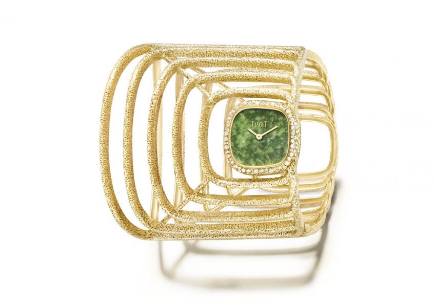 Piaget manchette montre cadran jade, or et diamants