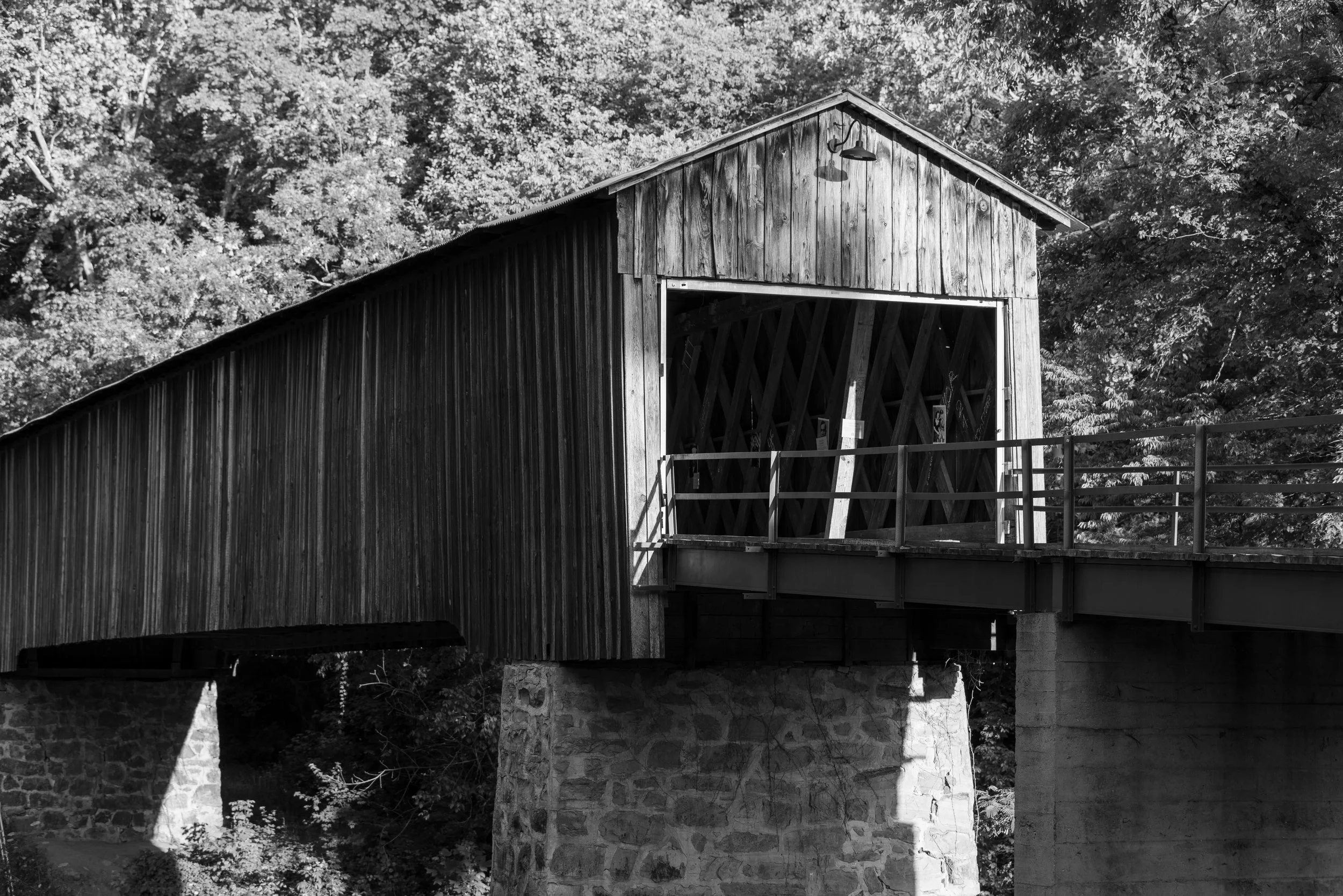 Covered Bridge Black and White
