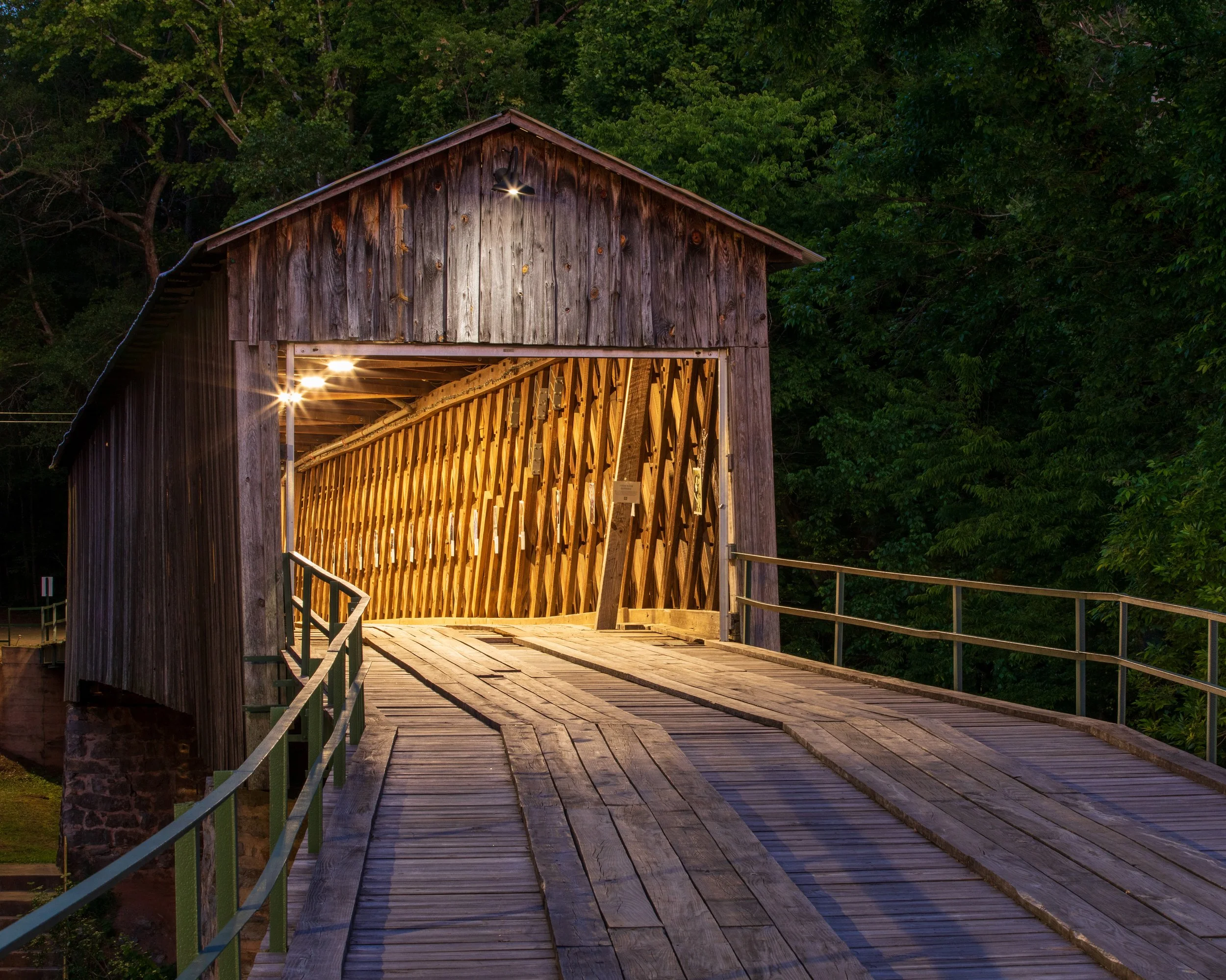 Enchanting Nighttime Euharlee Covered Bridge Print