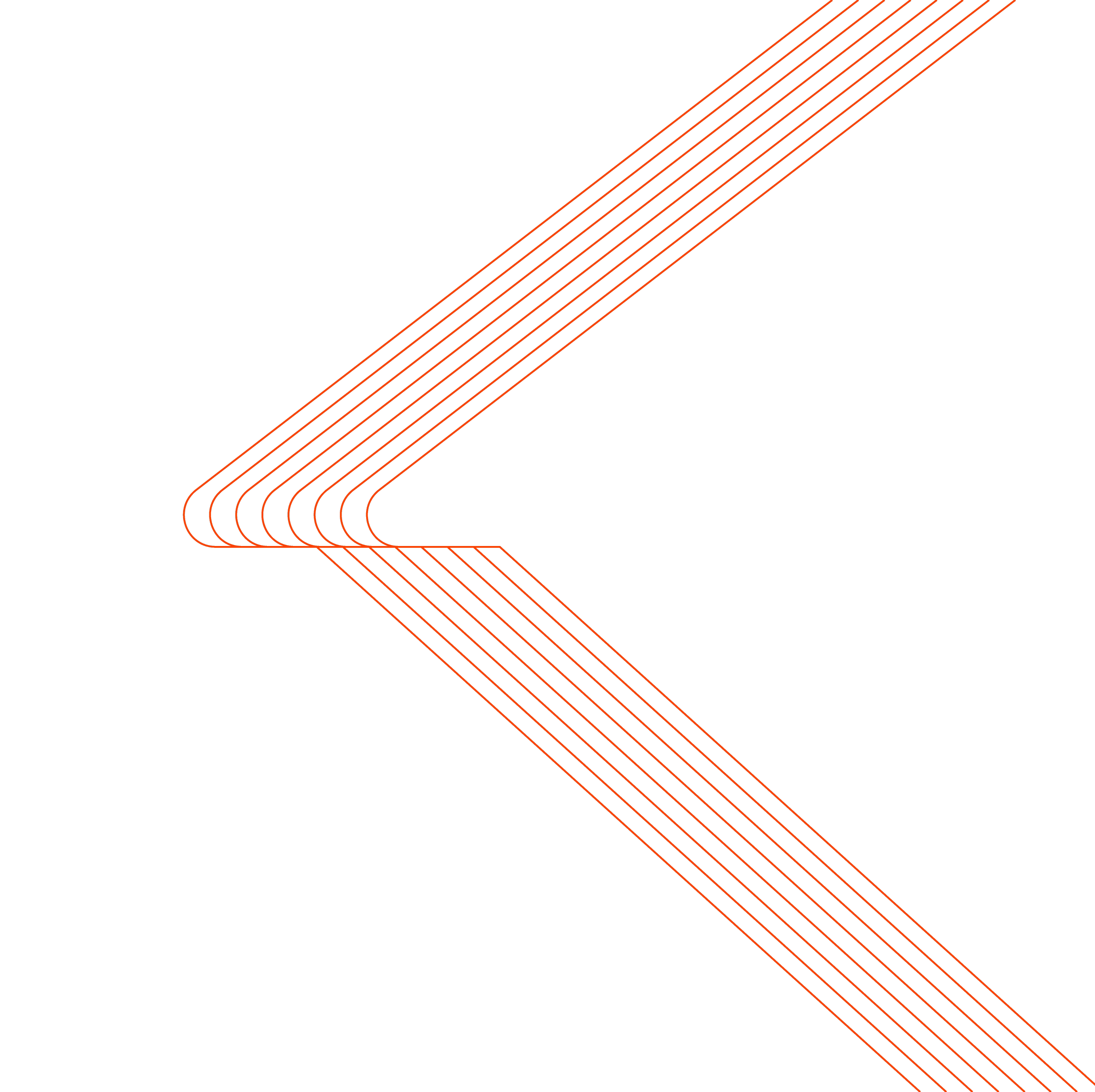 A geometric digital art composition featuring orange lines forming arrow-like shapes on a black background. A component in Kartu Gallery branding