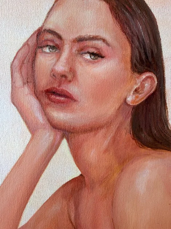 MARIANI_LEAH_Keeping-Score_painting-red-stripes_woman-sitting-detail-face.jpg