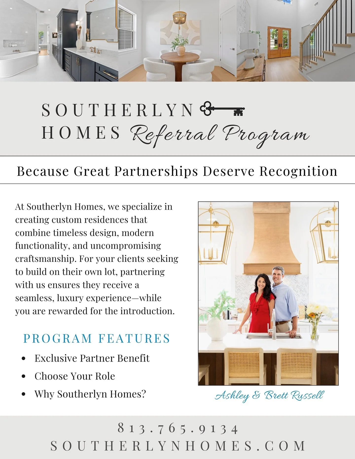 ✨ Realtor Referral Program ✨

At Southerlyn Homes, we value the trusted partnerships we&rsquo;ve built with local agents. Our referral program is a simple way to reward you for connecting your clients with us&mdash;while giving them a smooth, luxury 