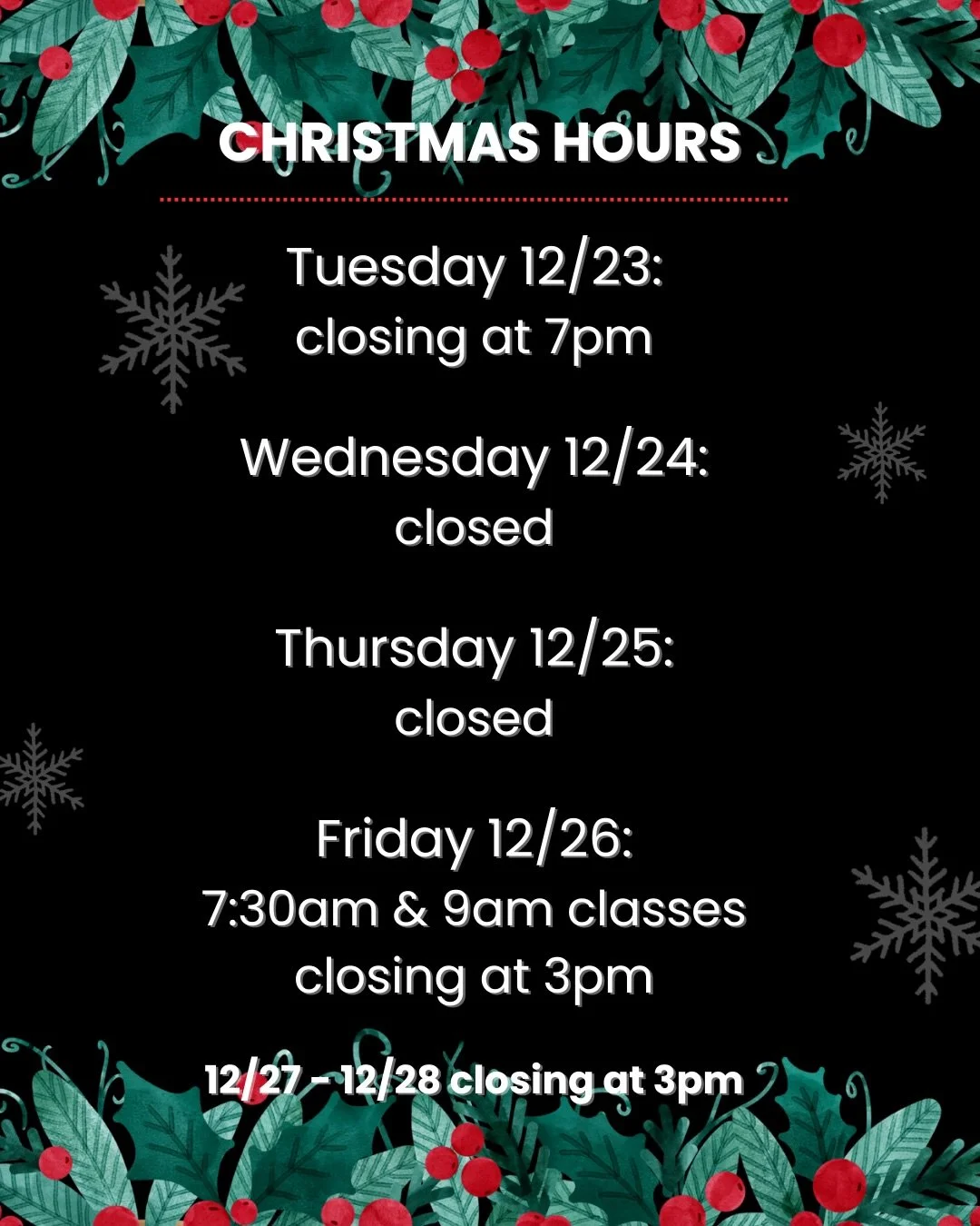 Modern&rsquo;s Holiday Hours! Let&rsquo;s finish strong into 2026 🎆
