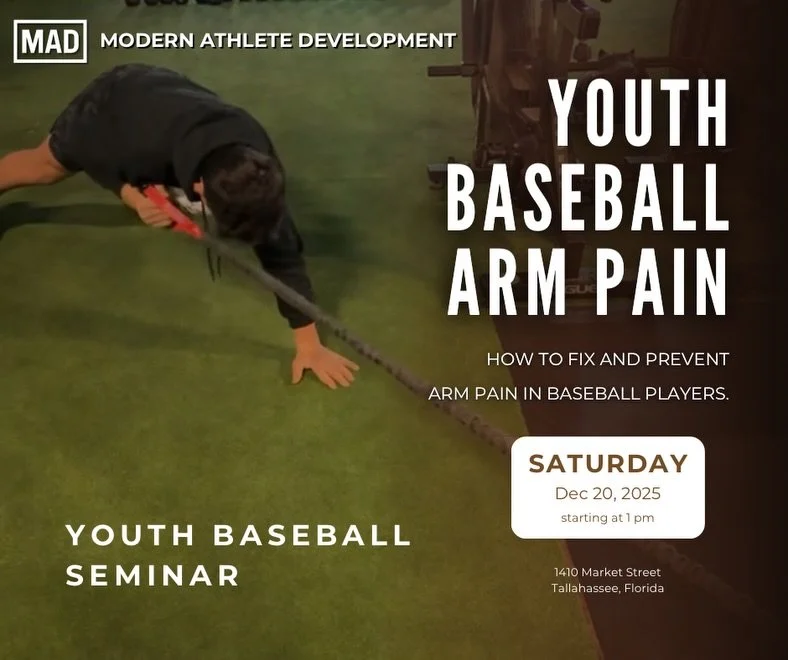 BASEBALL PARENTS❗️ Join us Saturday Dec 20 at Modern Fitness.

Most arm pain doesn&rsquo;t start with one bad throw.
It starts with small imbalances that add up over time.

This seminar is designed to help parents and players understand what&rsquo;s 