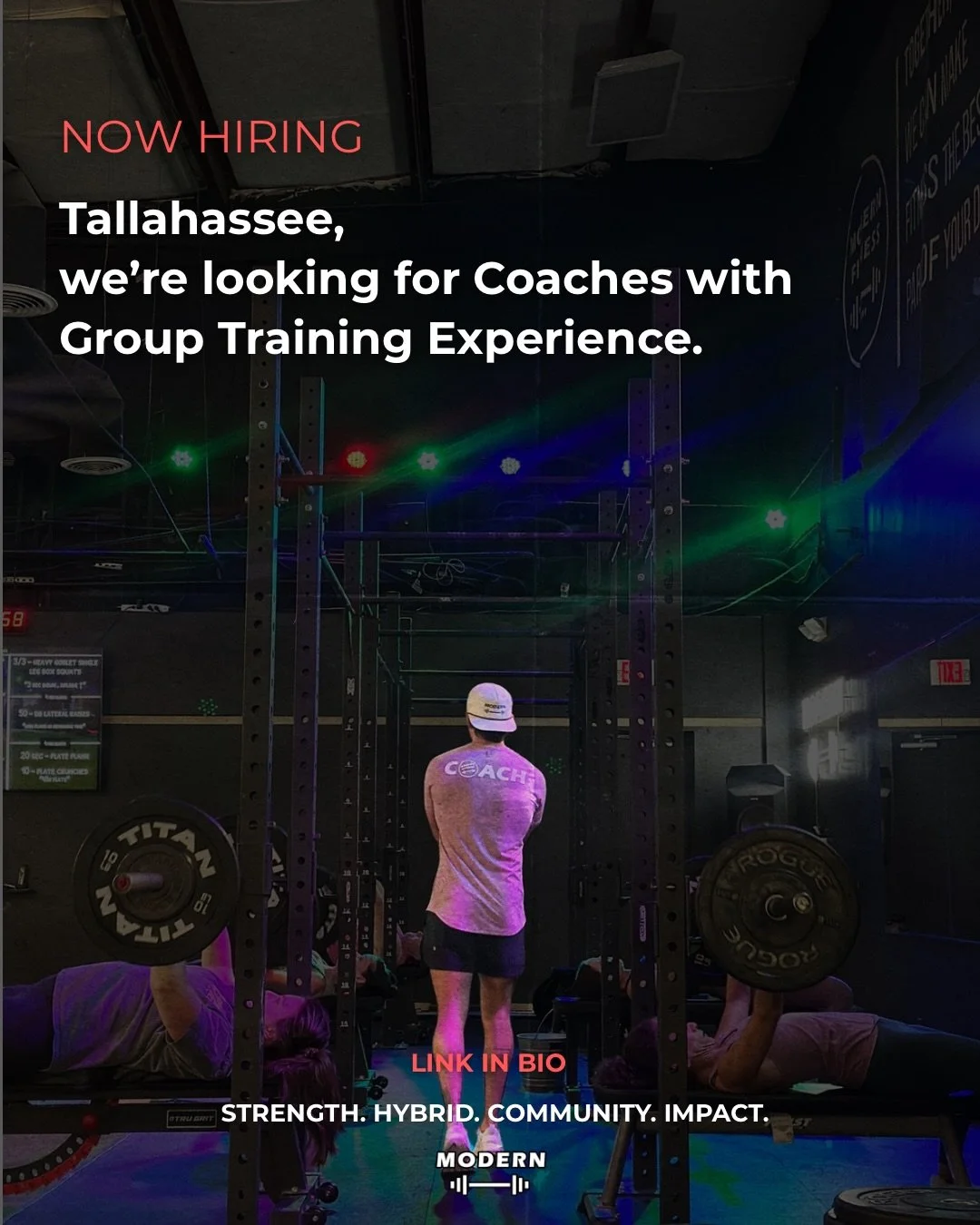 We&rsquo;re growing 😄 and we&rsquo;re looking for the right people to grow with us.

Modern Fitness is Tallahassee&rsquo;s only Hybrid Training Club. We combine strength and conditioning into a programming system that&rsquo;s been refined over six y