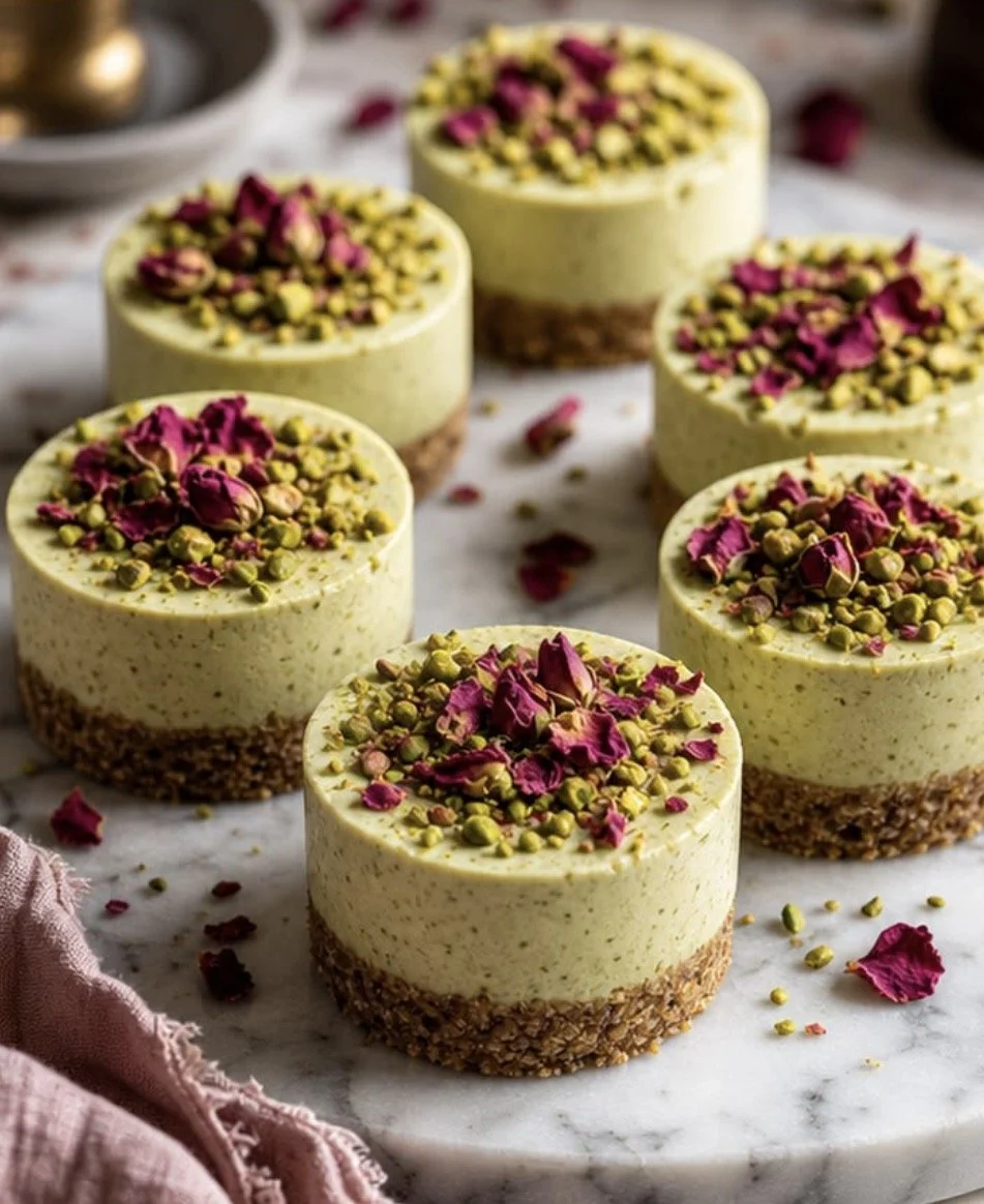 Pistachio rose cheesecake
