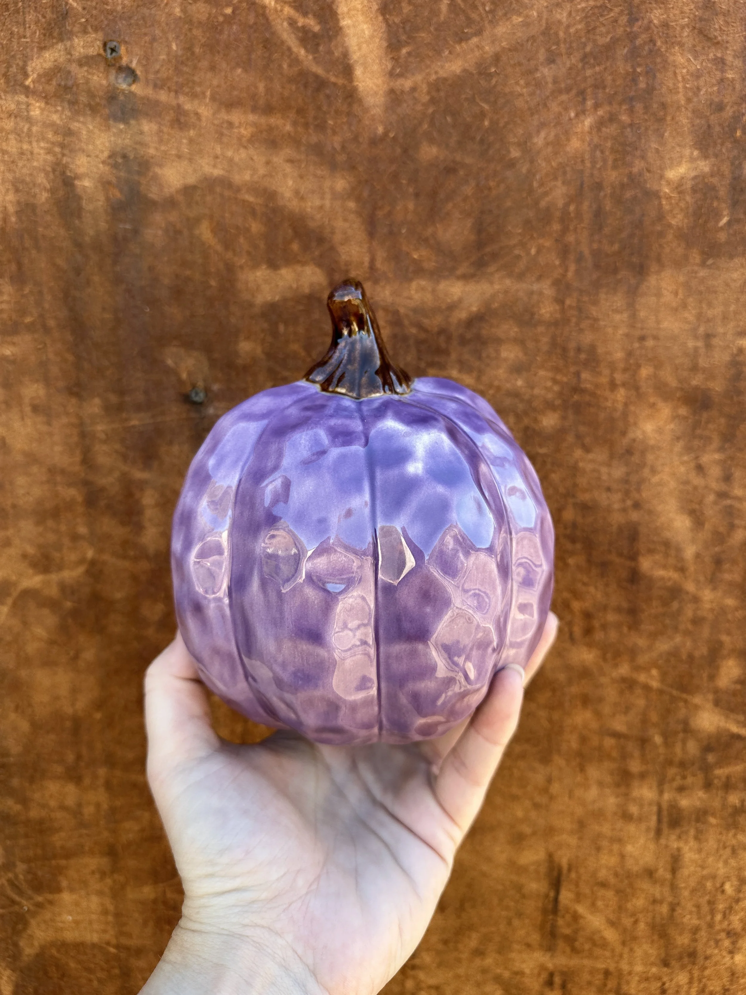 Medium Hand Painted Hammered Ceramic Pumpkin