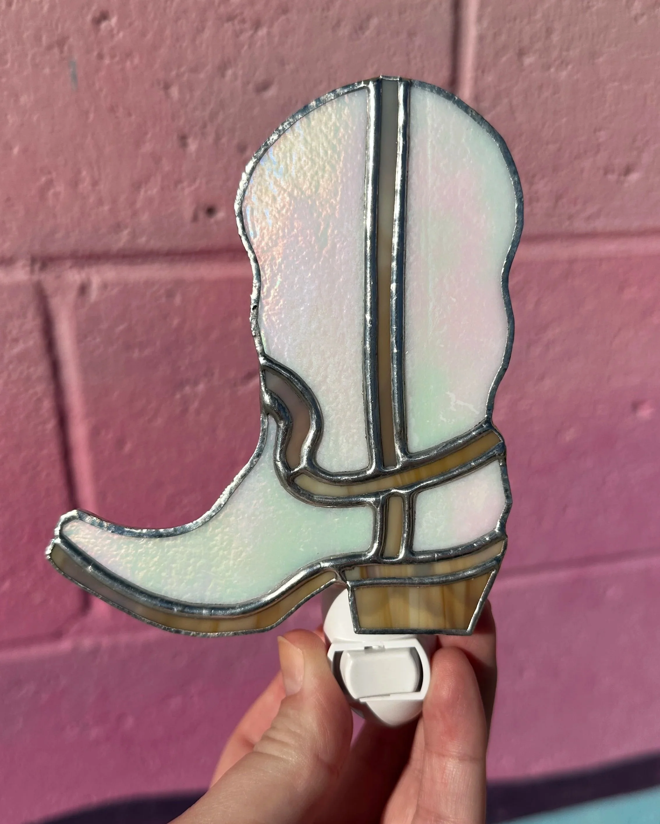 Stained Glass Cowgirl Boot | Cowboy Boot Night Light