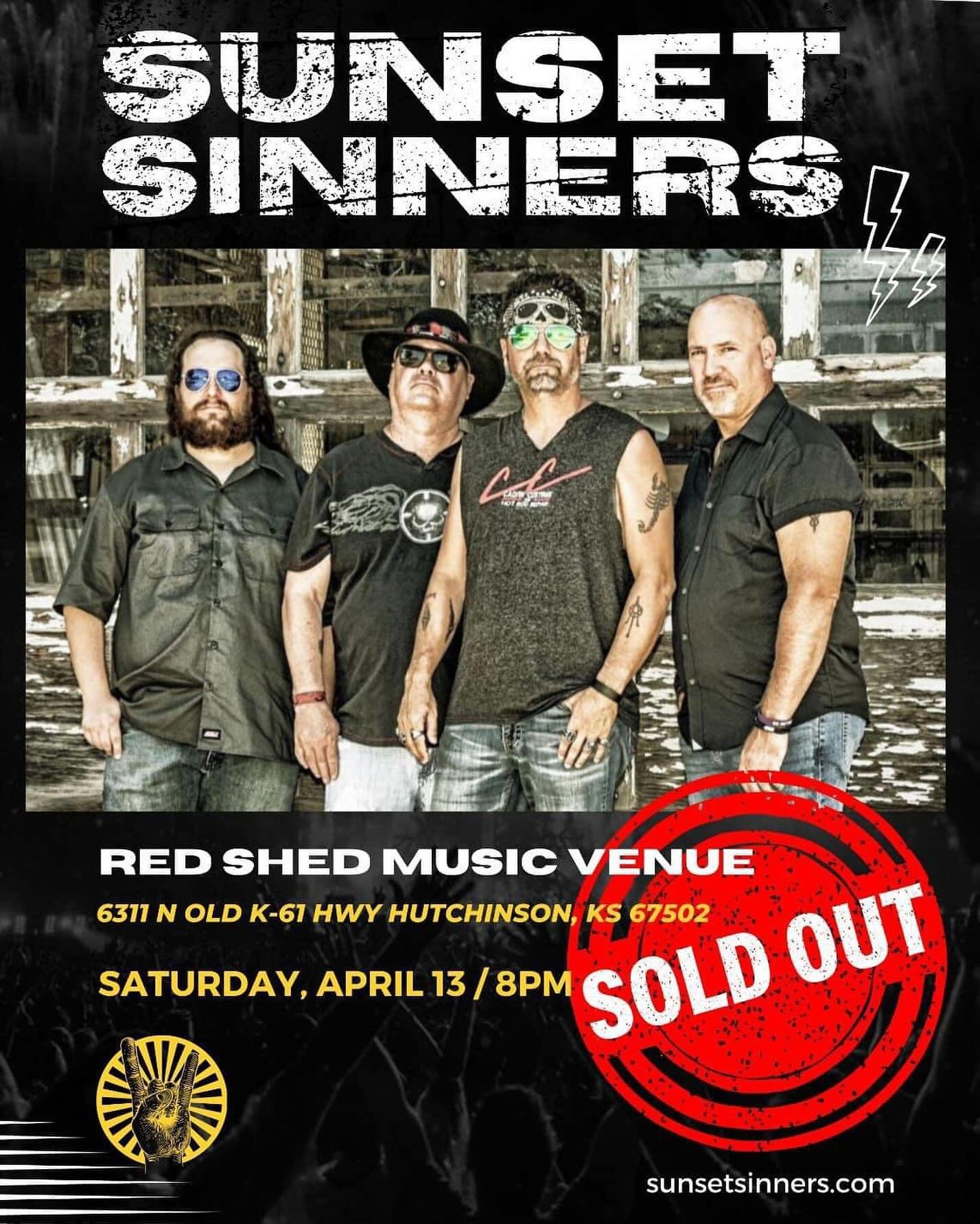 Sinner Nation - We&rsquo;re ready to Rock our asses off at The Red Shed Music Venue tonight! This show is Sold Out but limited tickets will be available at the door. Let&rsquo;s Gooo!