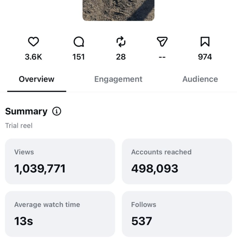 stats from instagram viral reel screenshot