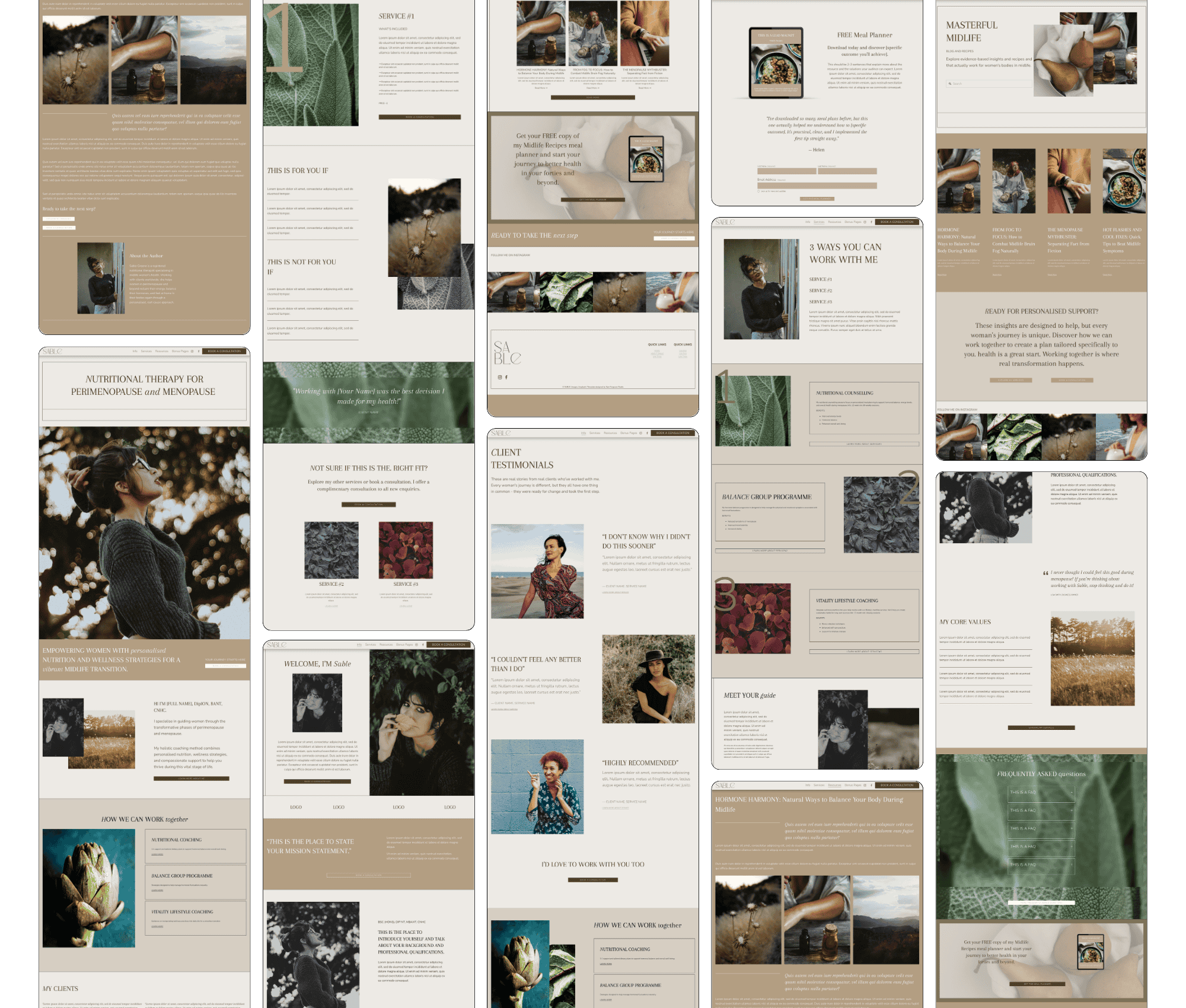 Sable website design template all pages