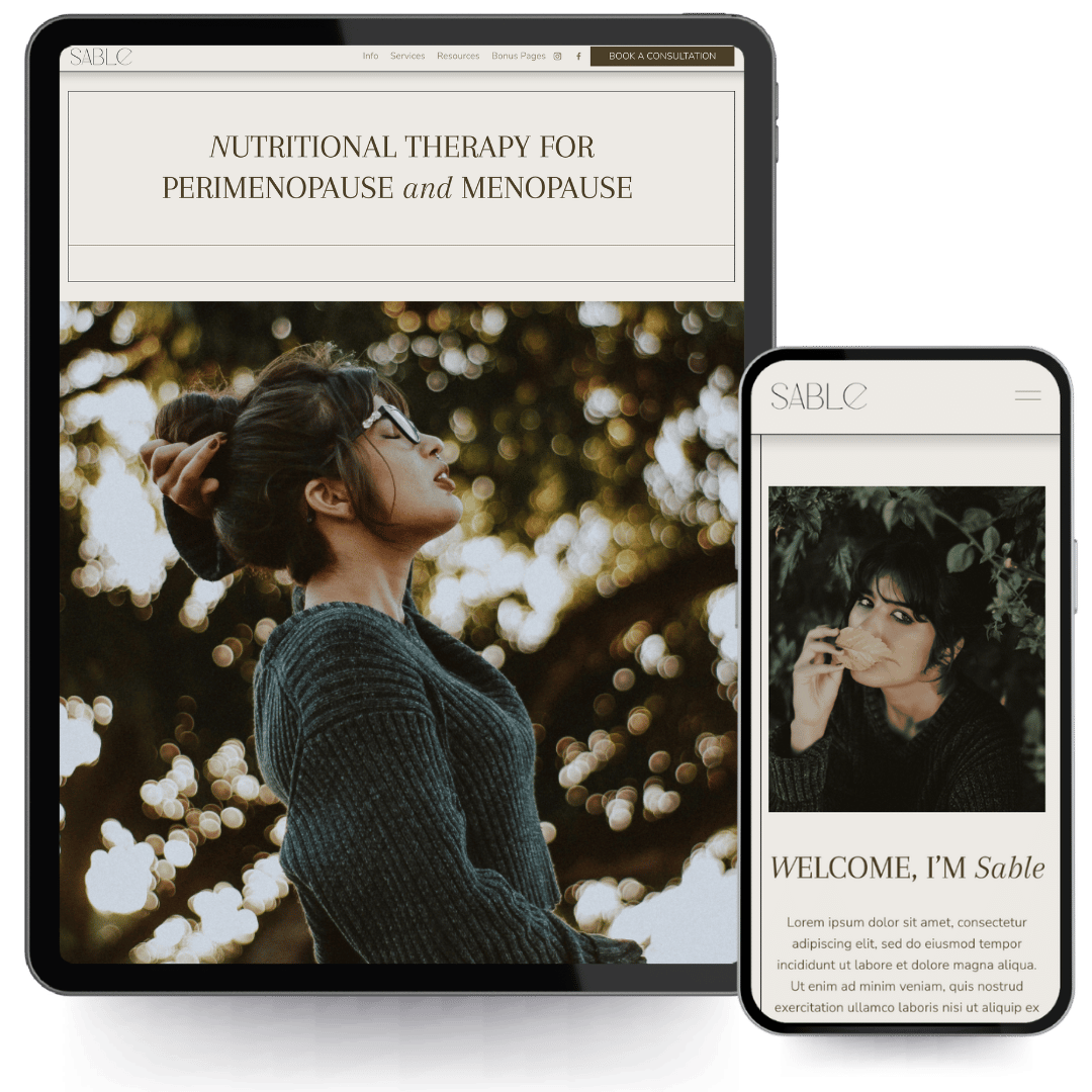 Sable Squarespace website template on ipad and phone mock-up