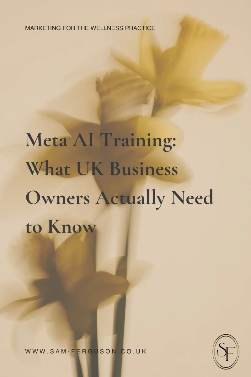 distorted yellow daffodil behind text reading: Meta AI Training: What UK Business Owners Actually Need to Know