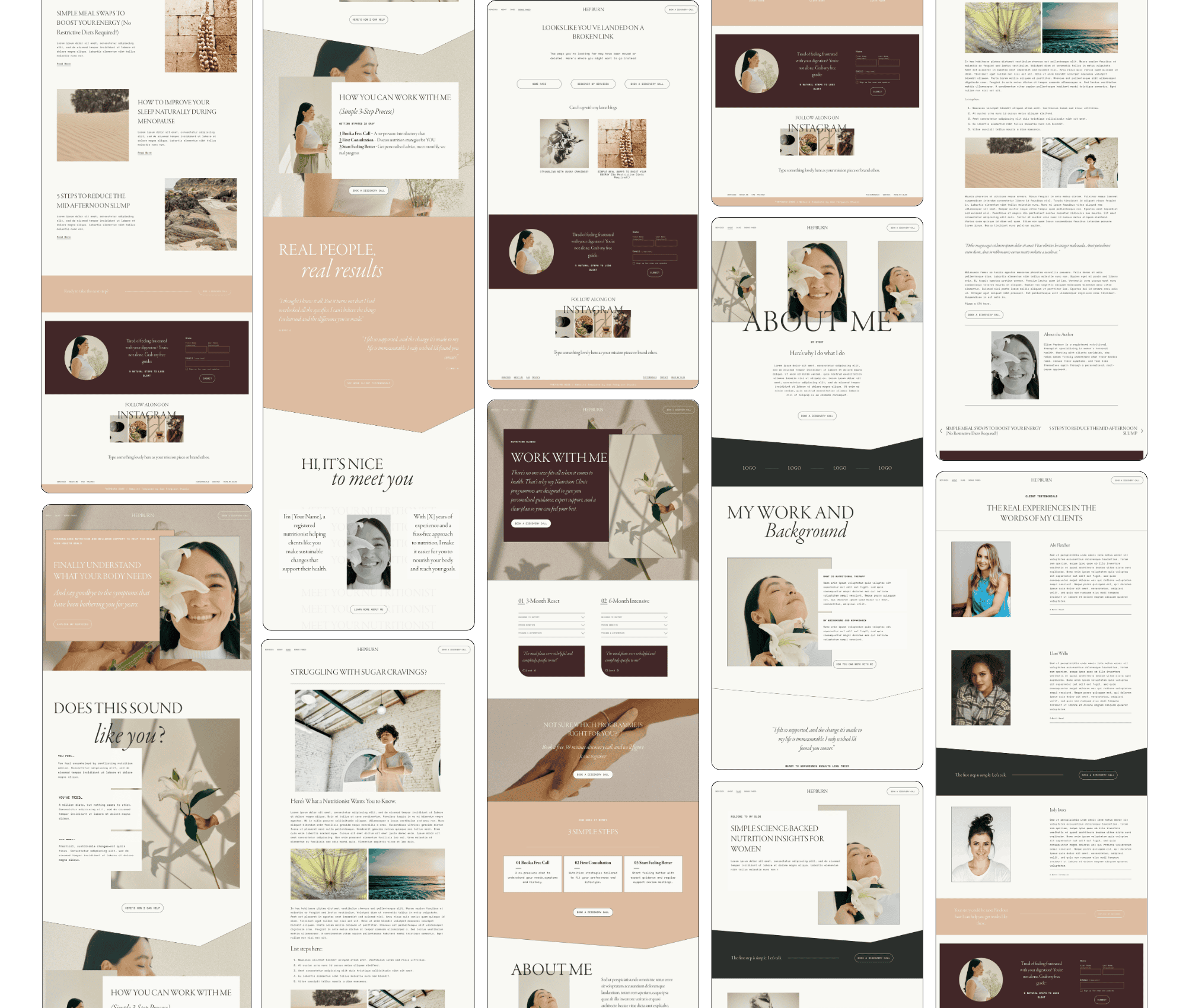 Hepburn website design template of various screens