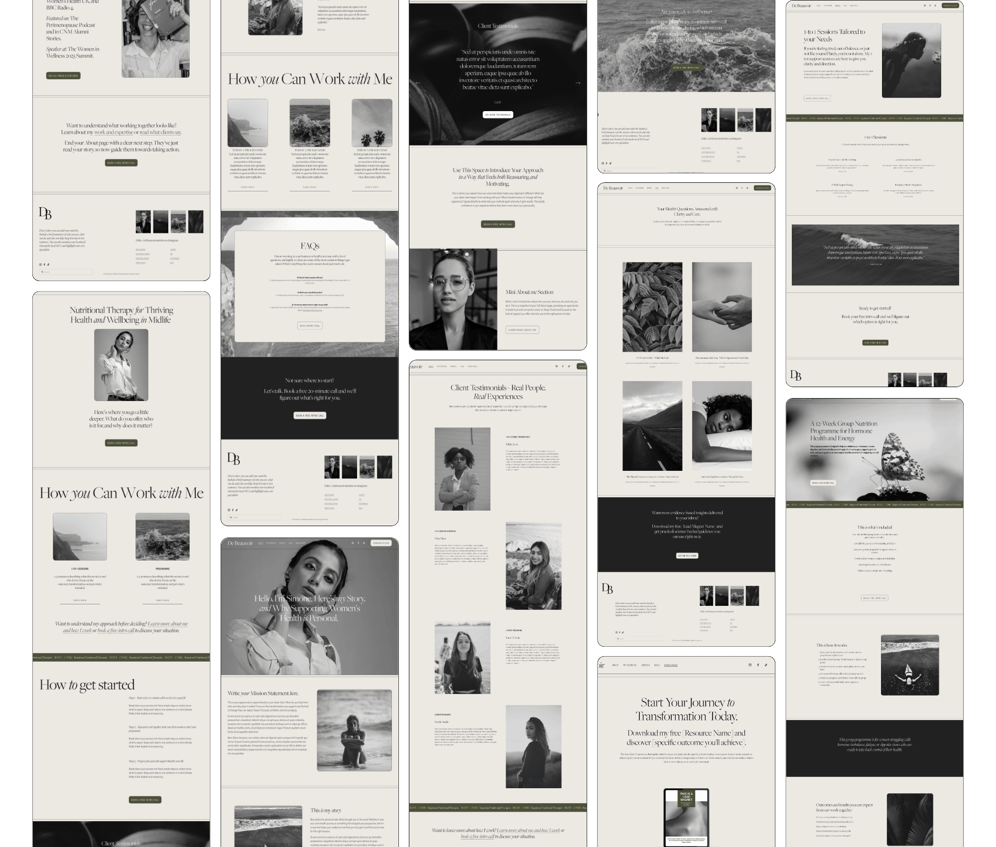 De beauvoir website design template all pages
