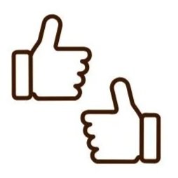 Two thumbs-up hand gestures, one at the top and one at the bottom.