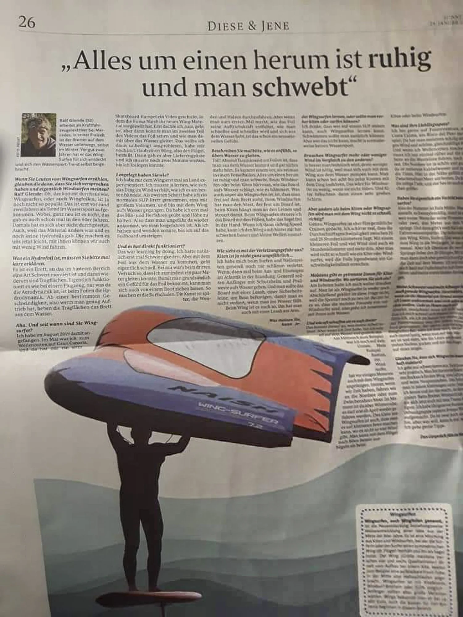 Bremer Weser Kurier zum Thema Wingfoilen