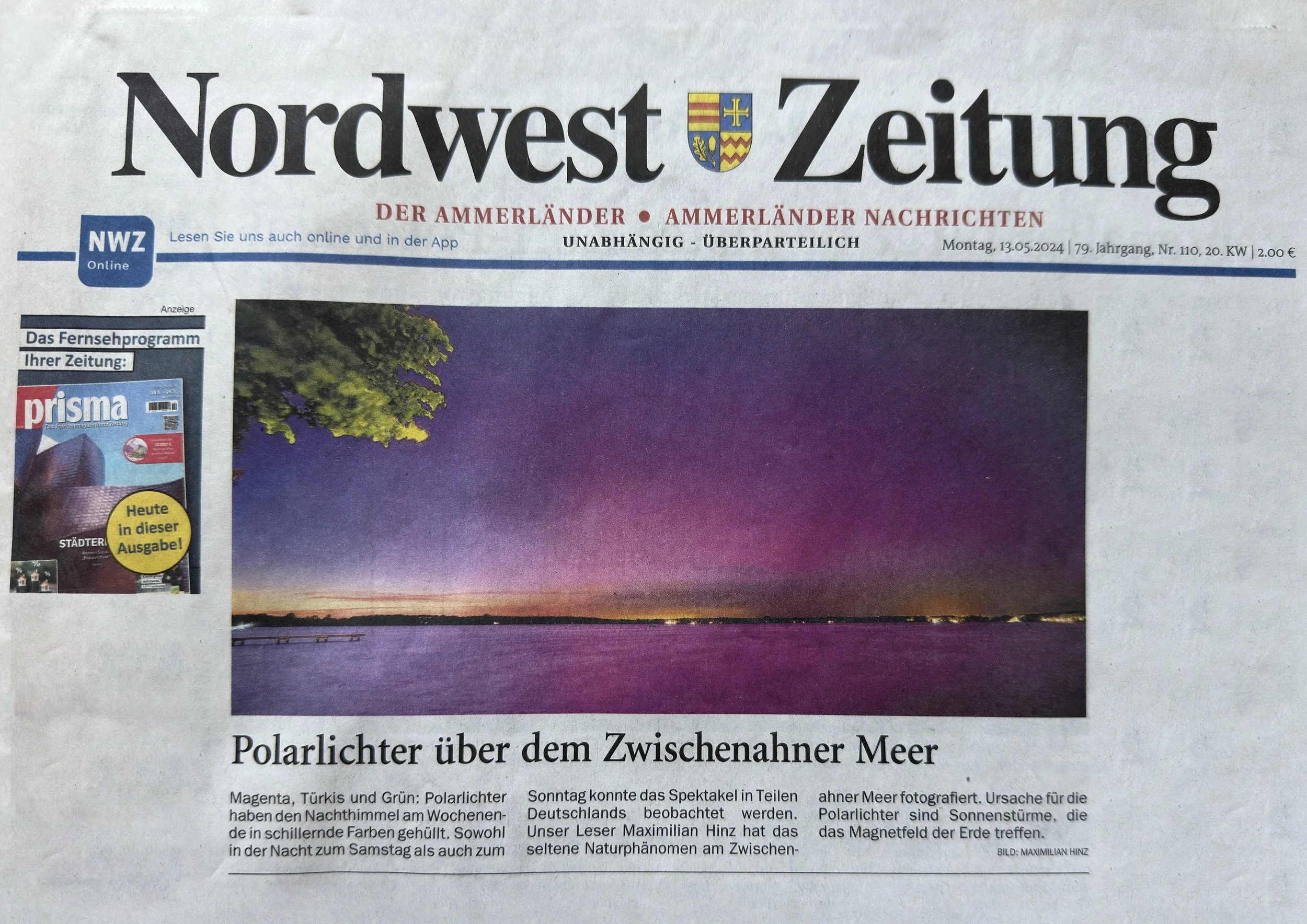 Nordwestzeitung - Polarlichter über Bad Zwischenahn